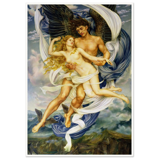 Boreas and Oreithyia (circa 1896) Art Print | Evelyn de Morgan - Framed Poster - 30x40 cm / 12x16″ - Black frame
