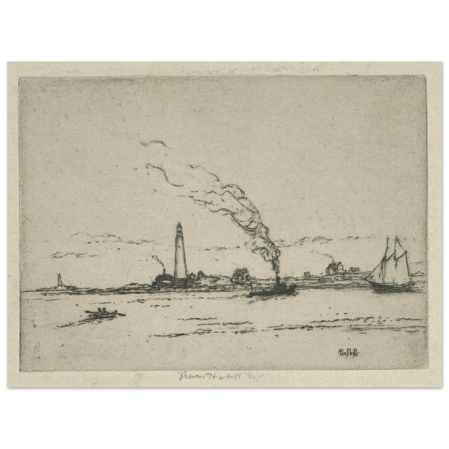 Boston Light (circa 1911) Art Print | Ernest Haskell - Framed Poster - 30x40 cm / 12x16″ - Black frame