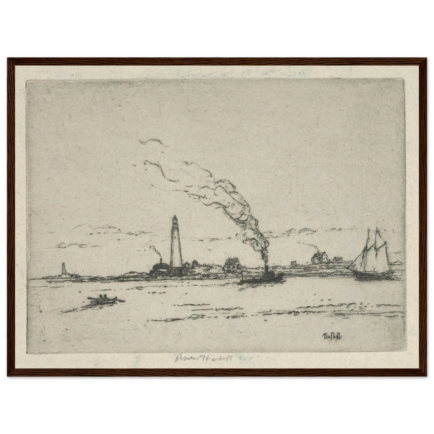 Boston Light (circa 1911) Art Print | Ernest Haskell - Framed Poster - 30x40 cm / 12x16″ - Black frame