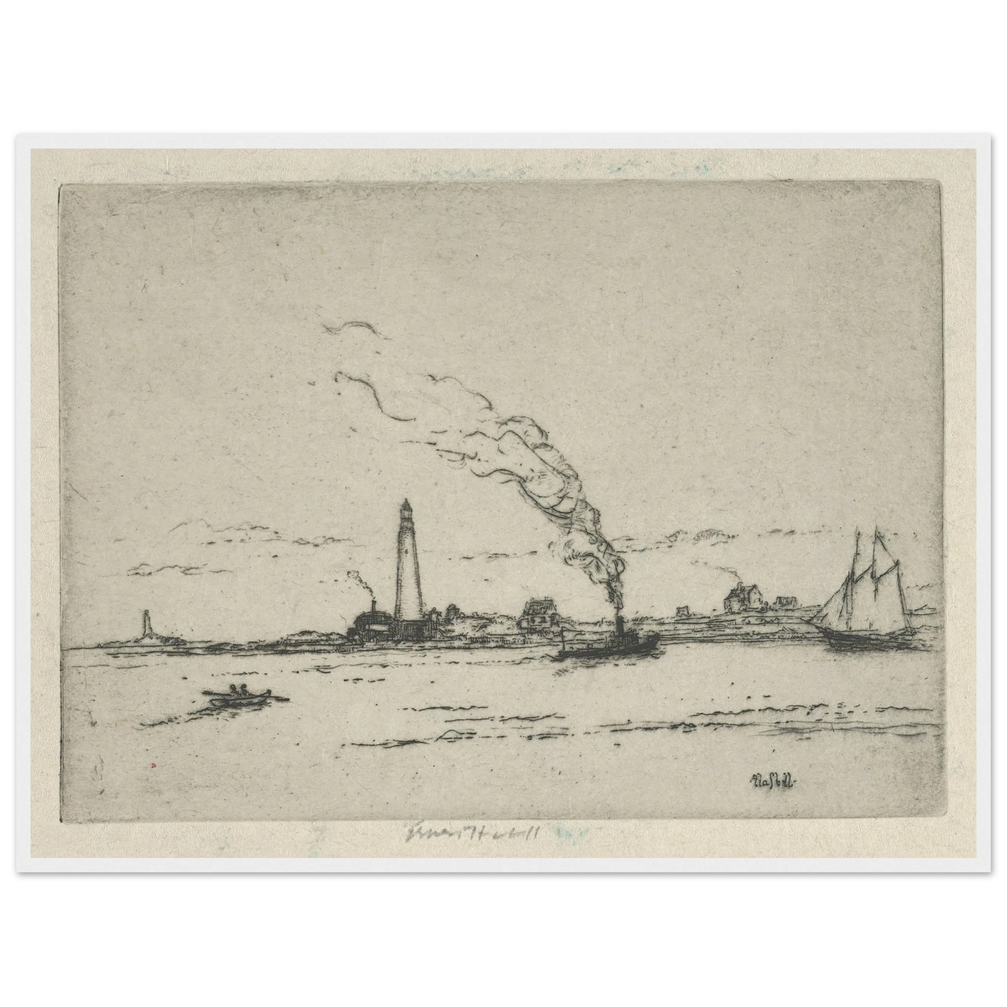 Boston Light (circa 1911) Art Print | Ernest Haskell - Framed Poster - 30x40 cm / 12x16″ - Black frame