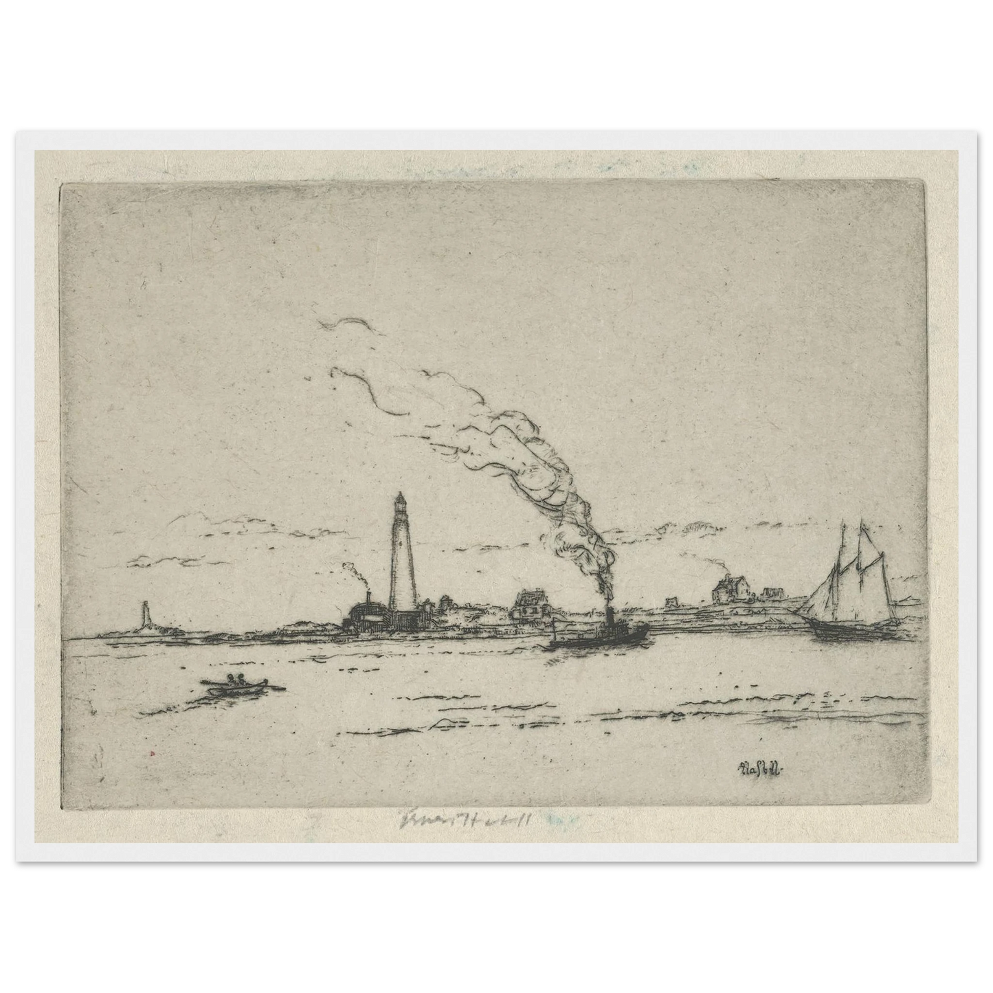 Boston Light (circa 1911) Art Print | Ernest Haskell - Framed Poster - 30x40 cm / 12x16″ - Black frame