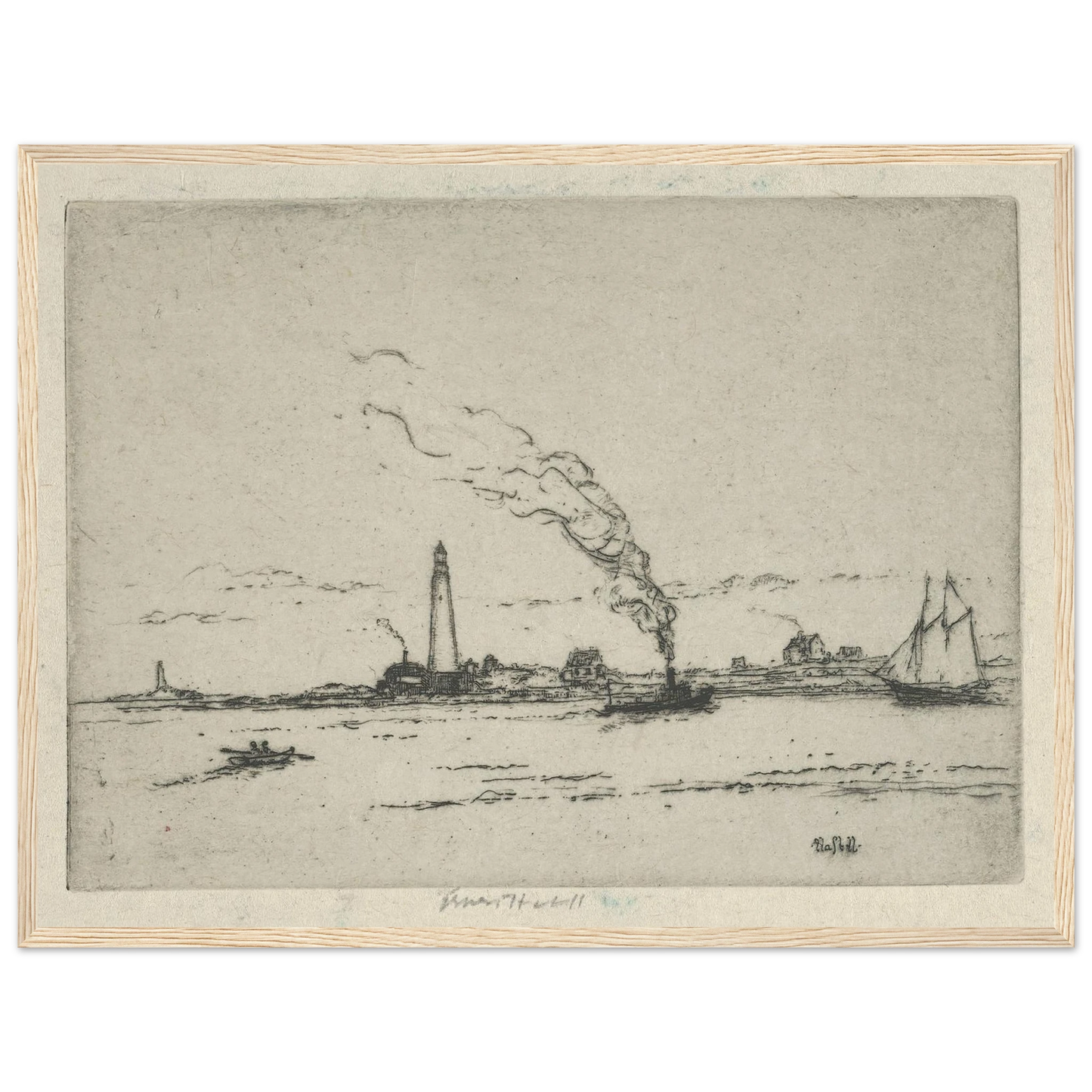 Boston Light (circa 1911) Art Print | Ernest Haskell - Framed Poster - 30x40 cm / 12x16″ - Black frame