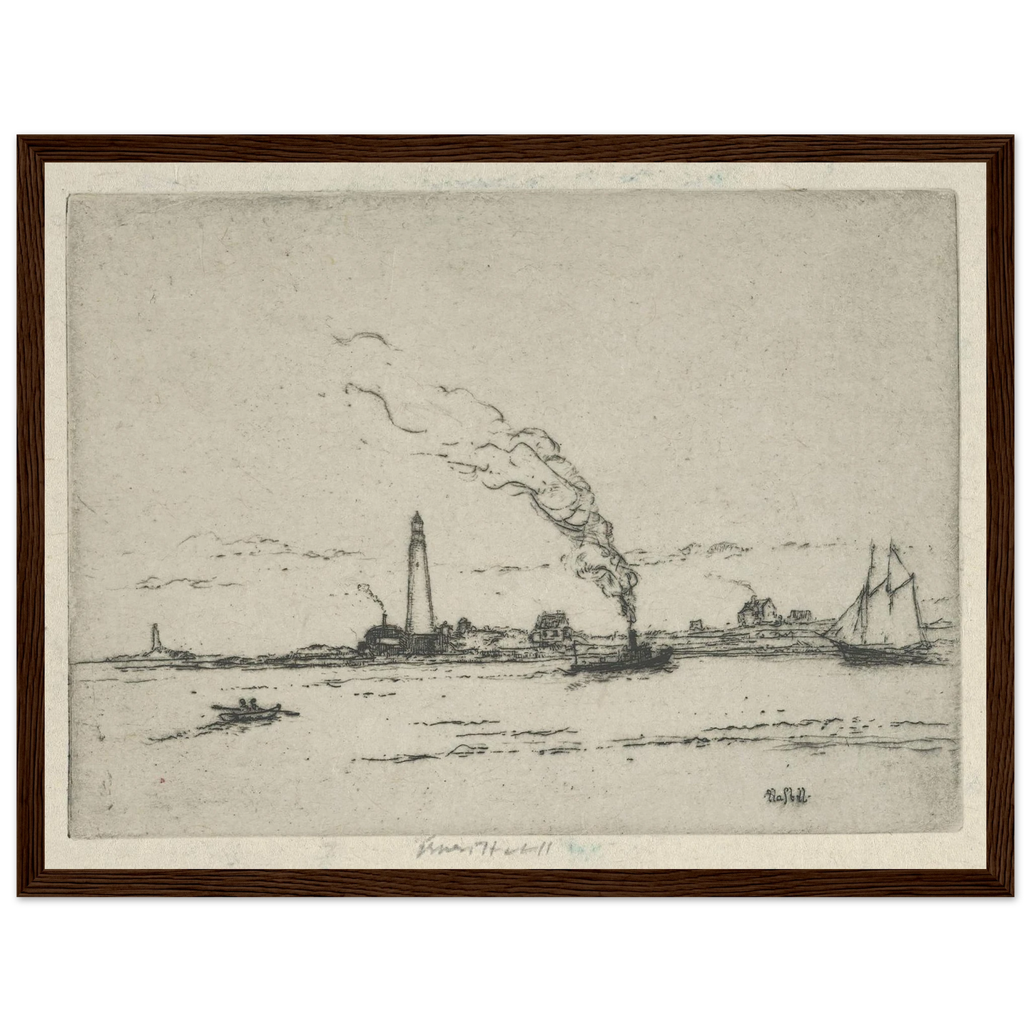 Boston Light (circa 1911) Art Print | Ernest Haskell - Framed Poster - 30x40 cm / 12x16″ - Black frame