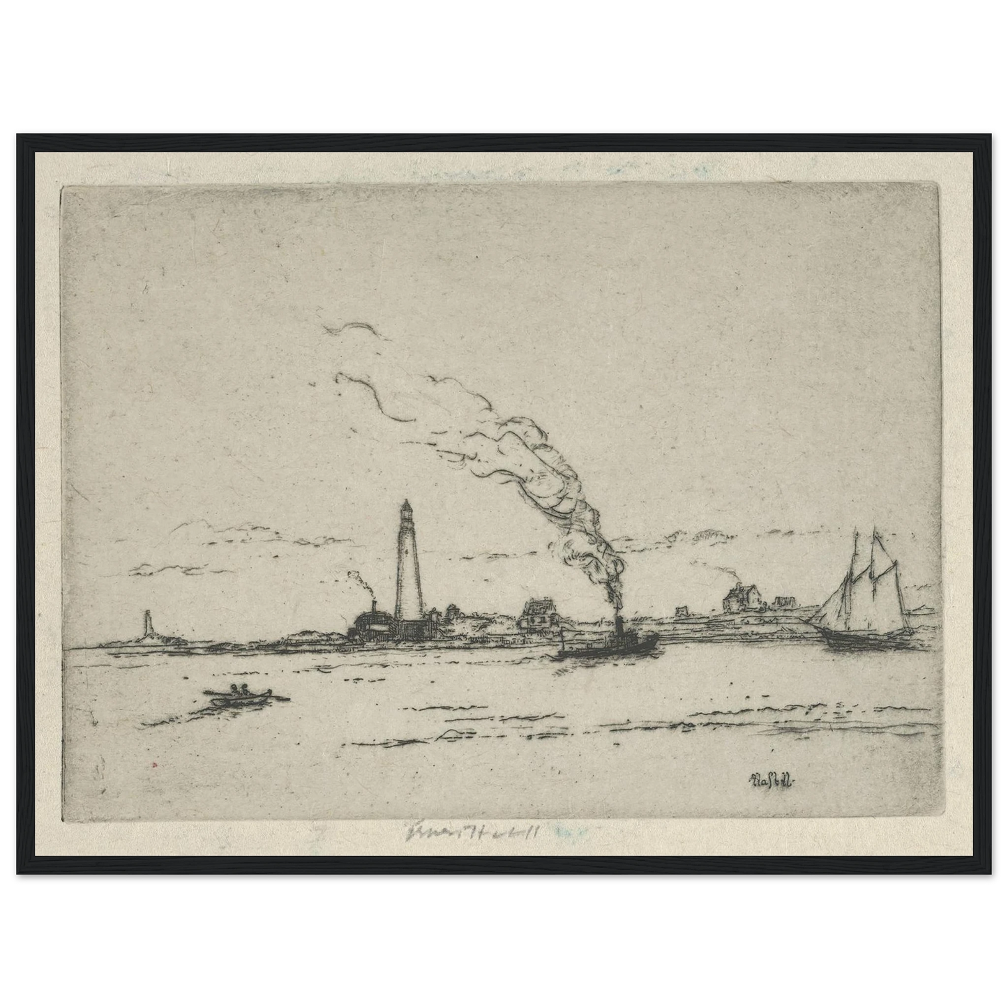 Boston Light (circa 1911) Art Print | Ernest Haskell - Framed Poster - 30x40 cm / 12x16″ - Black frame