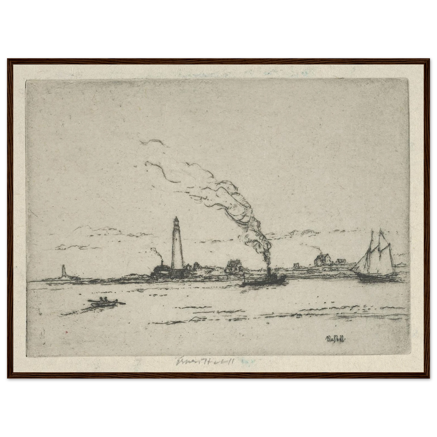 Boston Light (circa 1911) Art Print | Ernest Haskell - Framed Poster - 30x40 cm / 12x16″ - Black frame