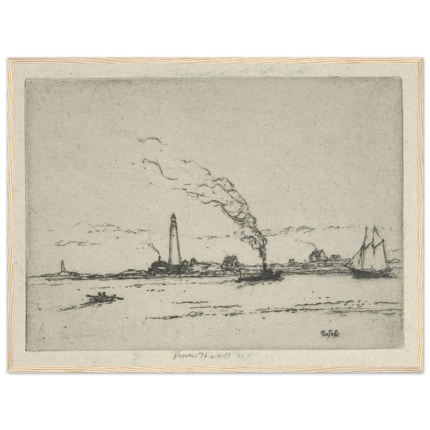 Boston Light (circa 1911) Art Print | Ernest Haskell - Framed Poster - 30x40 cm / 12x16″ - Black frame