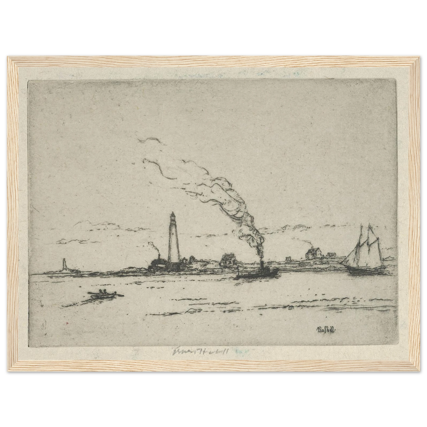 Boston Light (circa 1911) Art Print | Ernest Haskell - Framed Poster - 30x40 cm / 12x16″ - Black frame