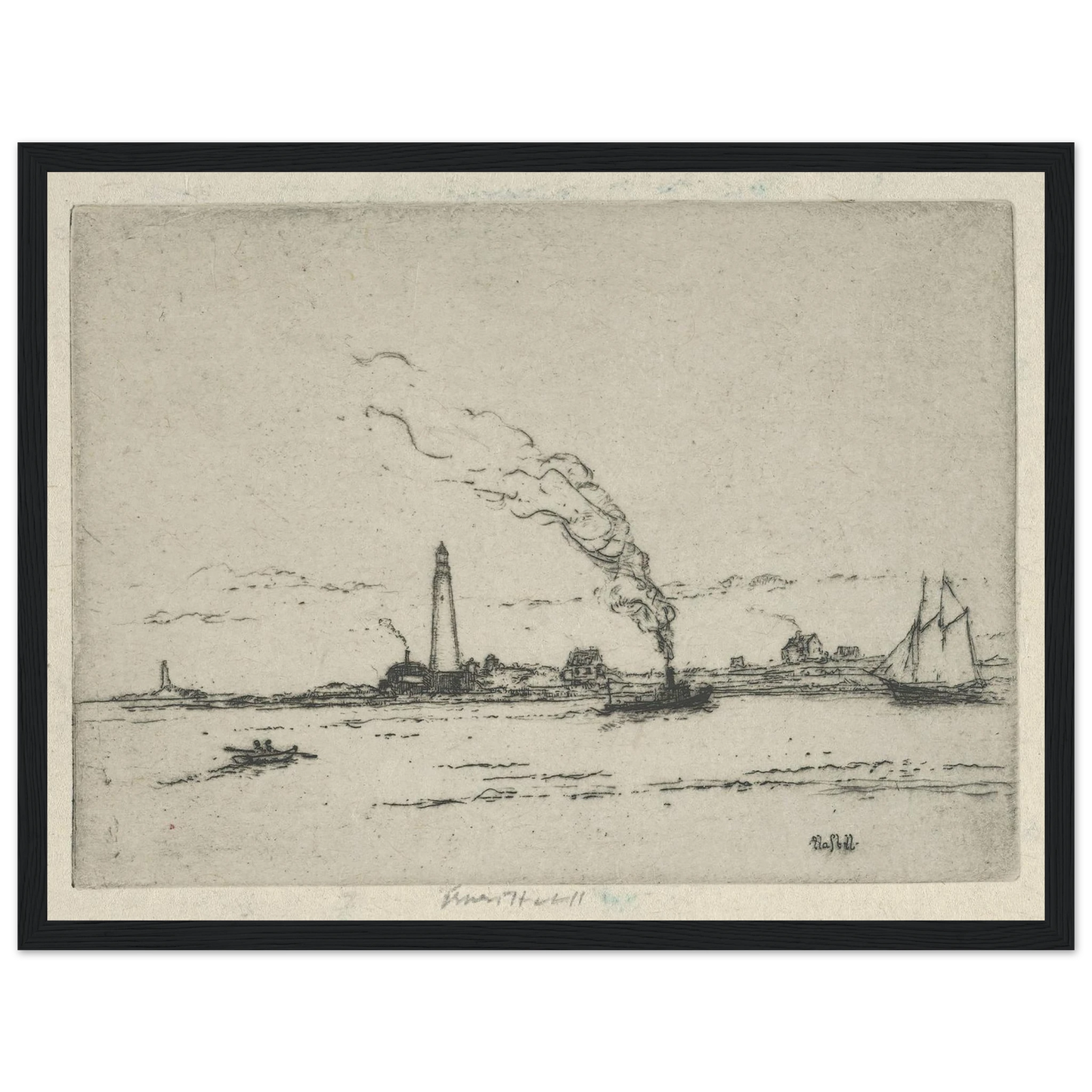 Boston Light (circa 1911) Art Print | Ernest Haskell - Framed Poster - 30x40 cm / 12x16″ - Black frame