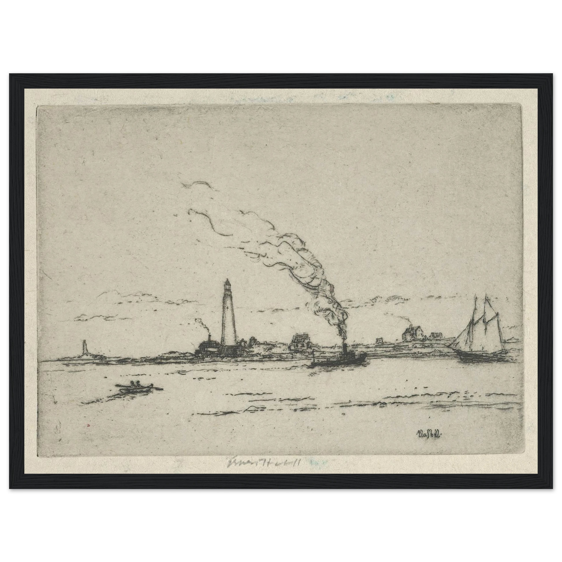 Boston Light (circa 1911) Art Print | Ernest Haskell - Framed Poster - 30x40 cm / 12x16″ - Black frame