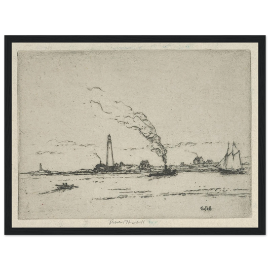 Boston Light (circa 1911) Art Print | Ernest Haskell - Framed Poster - 30x40 cm / 12x16″ - Black frame