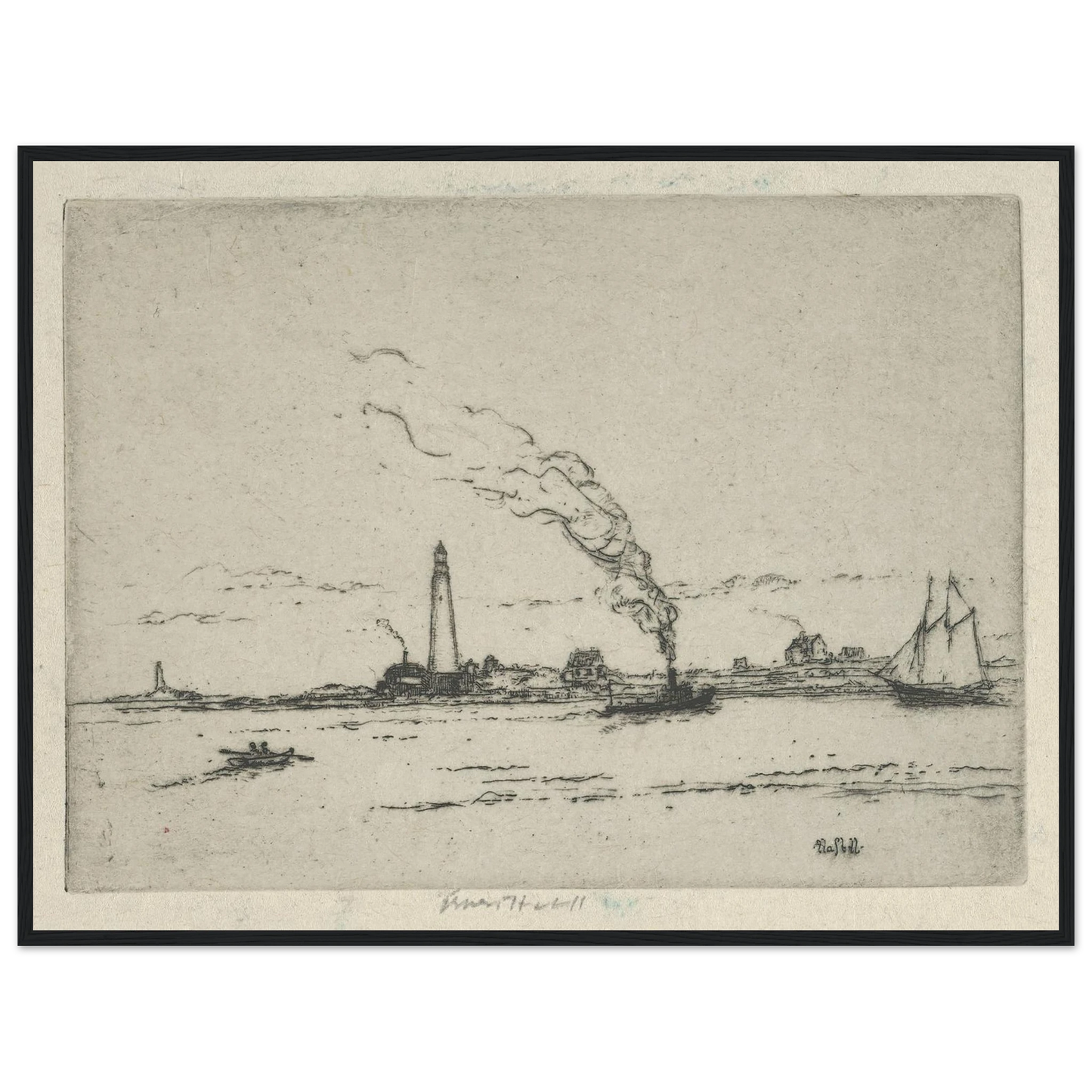 Boston Light (circa 1911) Art Print | Ernest Haskell - Framed Poster - 30x40 cm / 12x16″ - Black frame