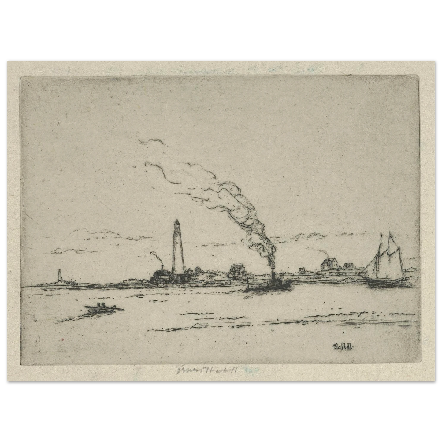 Boston Light (circa 1911) Art Print | Ernest Haskell - Framed Poster - 30x40 cm / 12x16″ - Black frame