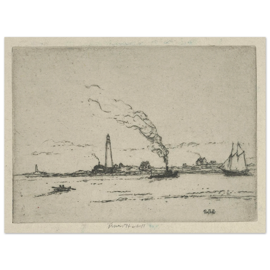 Boston Light (circa 1911) Art Print | Ernest Haskell - Framed Poster - 30x40 cm / 12x16″ - Black frame