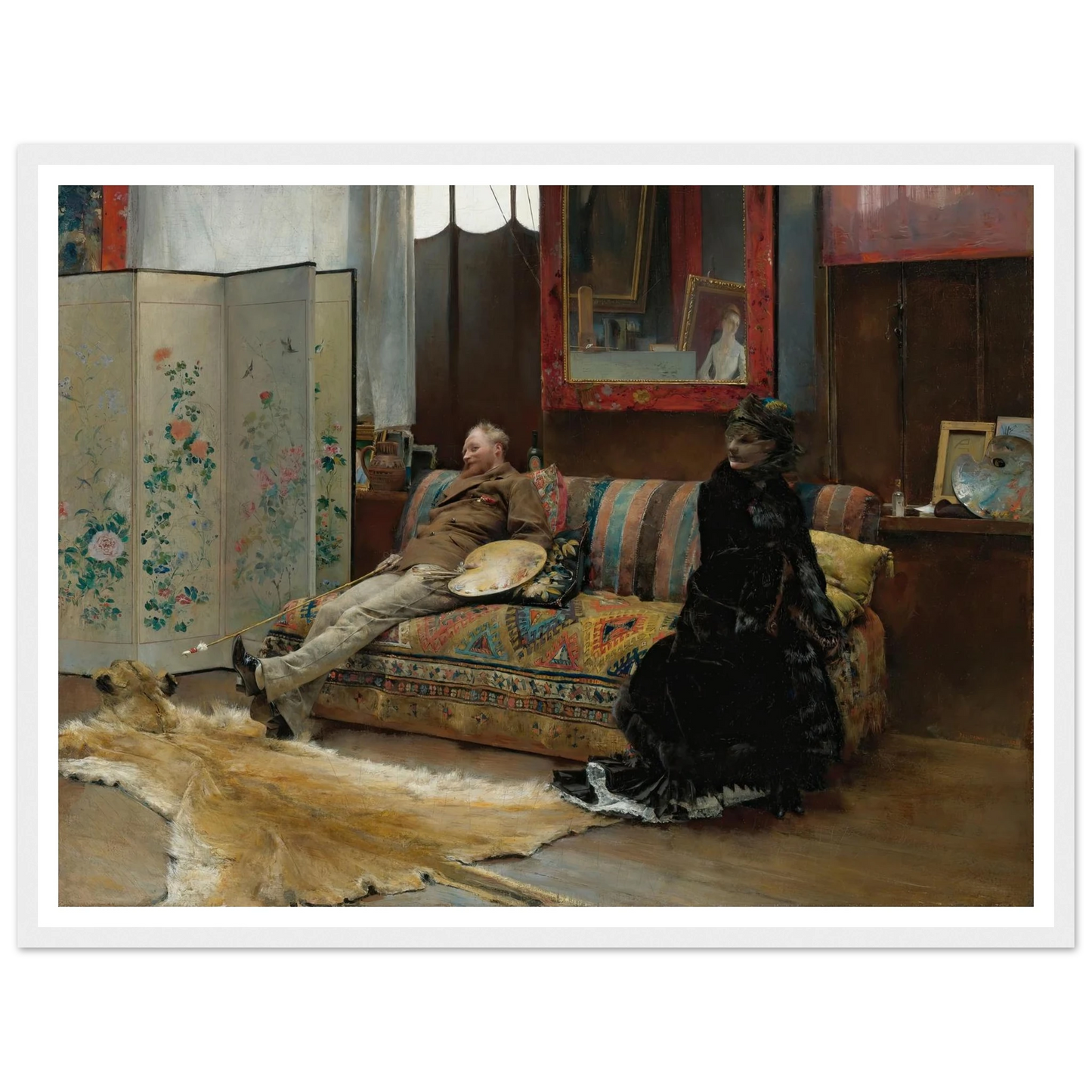 Bouderie (Gustave Courtois In His Studio) (1880) Art Print | Pascal Adolphe Jean Dagnan Bouveret - Framed Poster - 30x40 cm / 12x16″ - Black frame