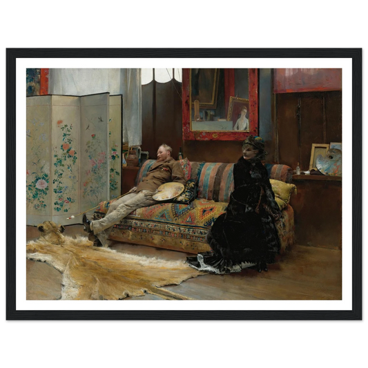 Bouderie (Gustave Courtois In His Studio) (1880) Art Print | Pascal Adolphe Jean Dagnan Bouveret - Framed Poster - 30x40 cm / 12x16″ - Black frame