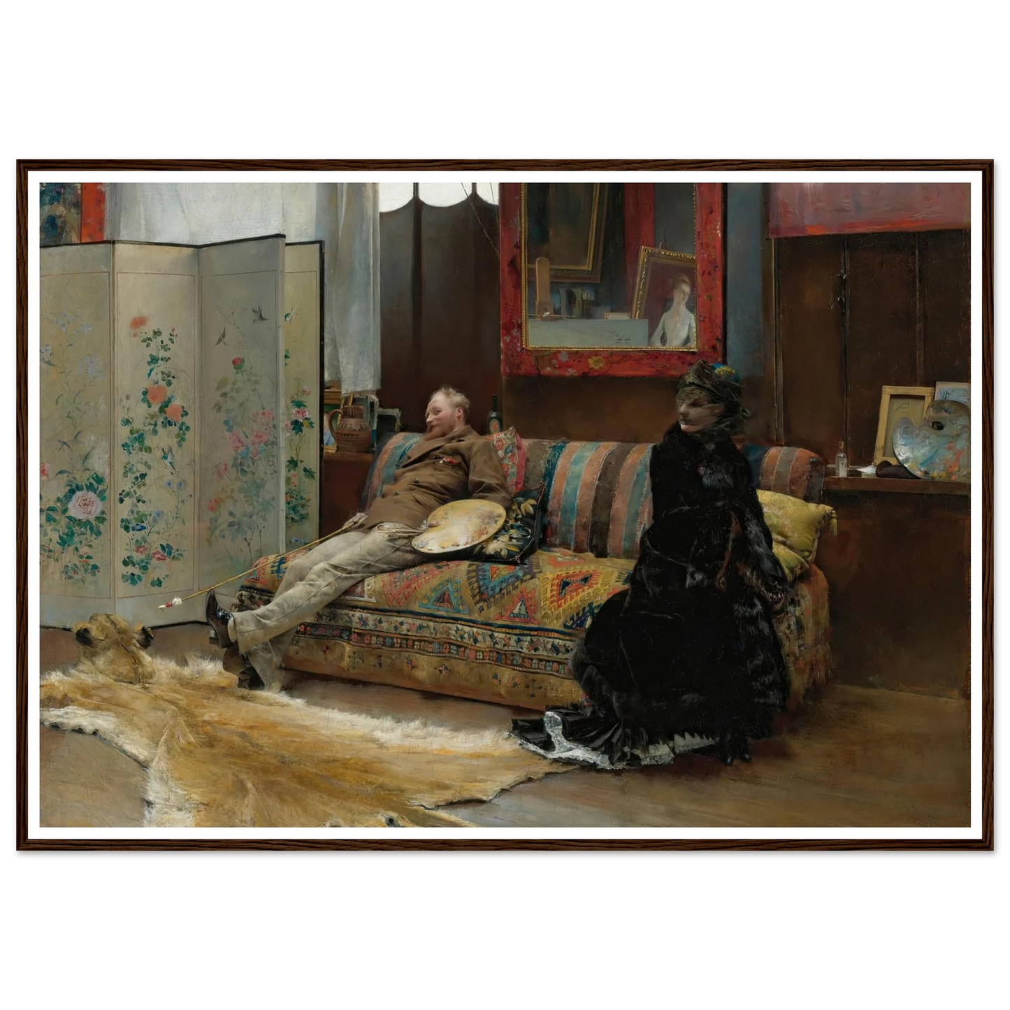 Bouderie (Gustave Courtois In His Studio) (1880) Art Print | Pascal Adolphe Jean Dagnan Bouveret - Framed Poster - 30x40 cm / 12x16″ - Black frame