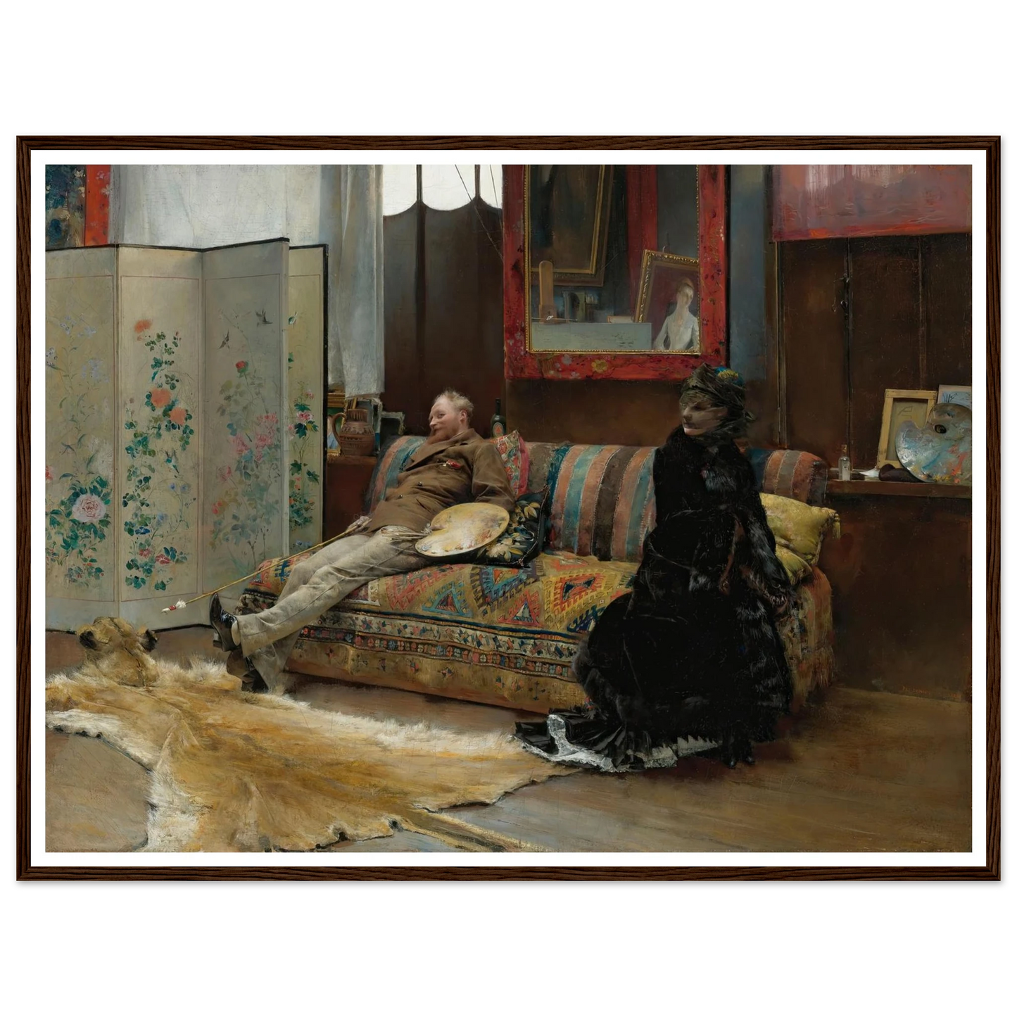 Bouderie (Gustave Courtois In His Studio) (1880) Art Print | Pascal Adolphe Jean Dagnan Bouveret - Framed Poster - 30x40 cm / 12x16″ - Black frame