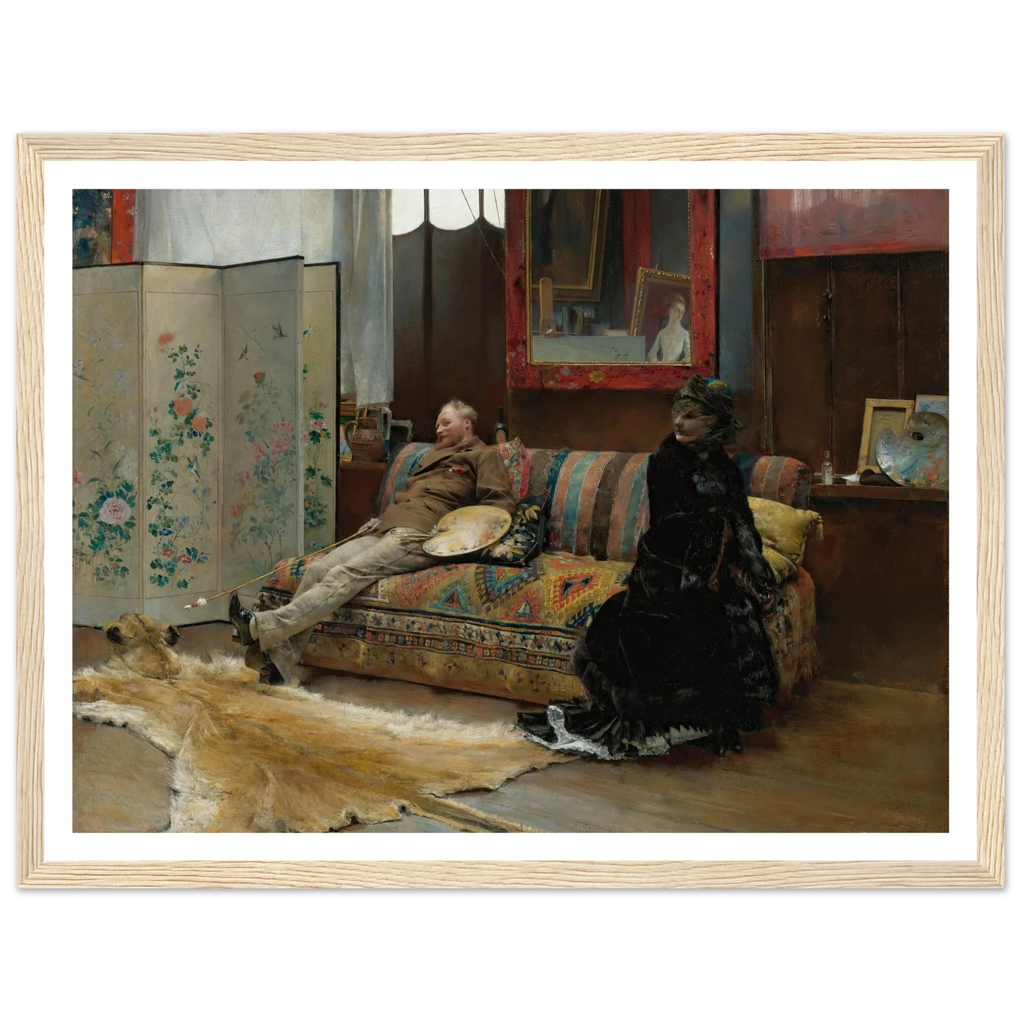 Bouderie (Gustave Courtois In His Studio) (1880) Art Print | Pascal Adolphe Jean Dagnan Bouveret - Framed Poster - 30x40 cm / 12x16″ - Black frame