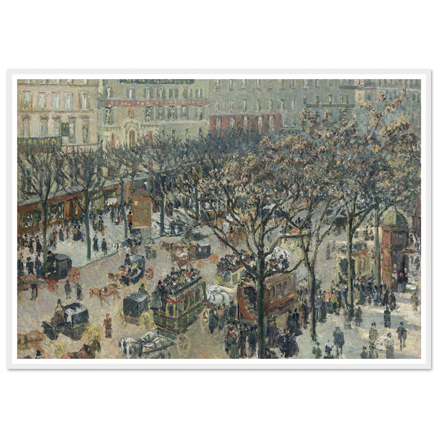 Boulevard des Italiens,Morning_Sunlight (1897) Art Print | Camille Pissarro - Framed Poster - 30x40 cm / 12x16″ - Black frame