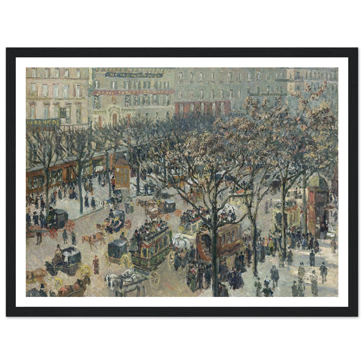 Boulevard des Italiens,Morning_Sunlight (1897) Art Print | Camille Pissarro - Framed Poster - 30x40 cm / 12x16″ - Black frame