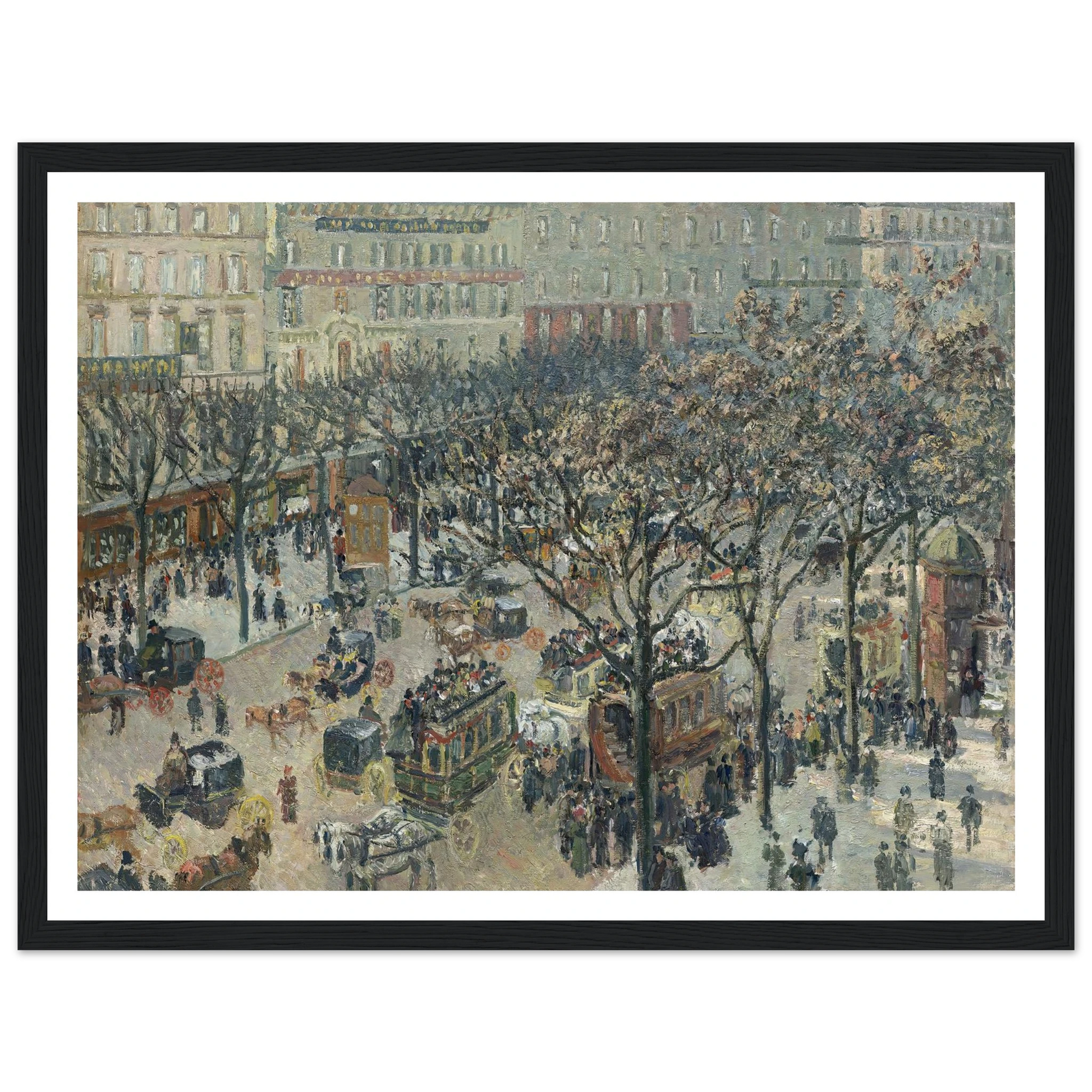 Boulevard des Italiens,Morning_Sunlight (1897) Art Print | Camille Pissarro - Framed Poster - 30x40 cm / 12x16″ - Black frame