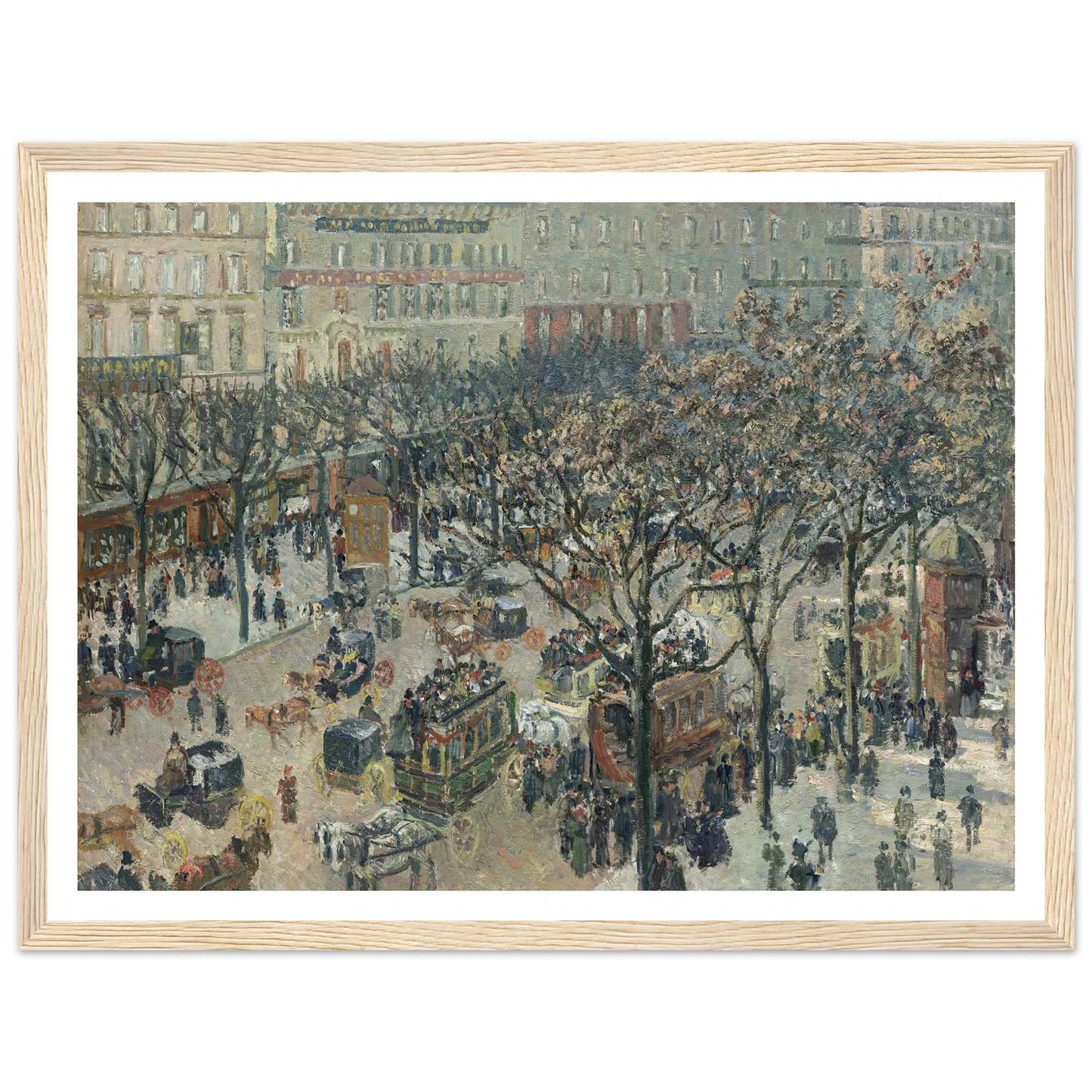 Boulevard des Italiens,Morning_Sunlight (1897) Art Print | Camille Pissarro - Framed Poster - 30x40 cm / 12x16″ - Black frame