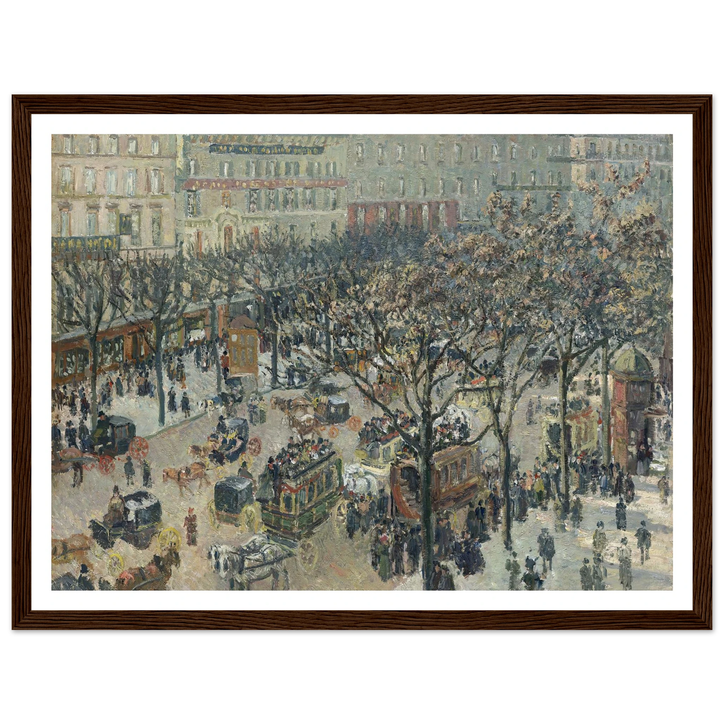 Boulevard des Italiens,Morning_Sunlight (1897) Art Print | Camille Pissarro - Framed Poster - 30x40 cm / 12x16″ - Black frame