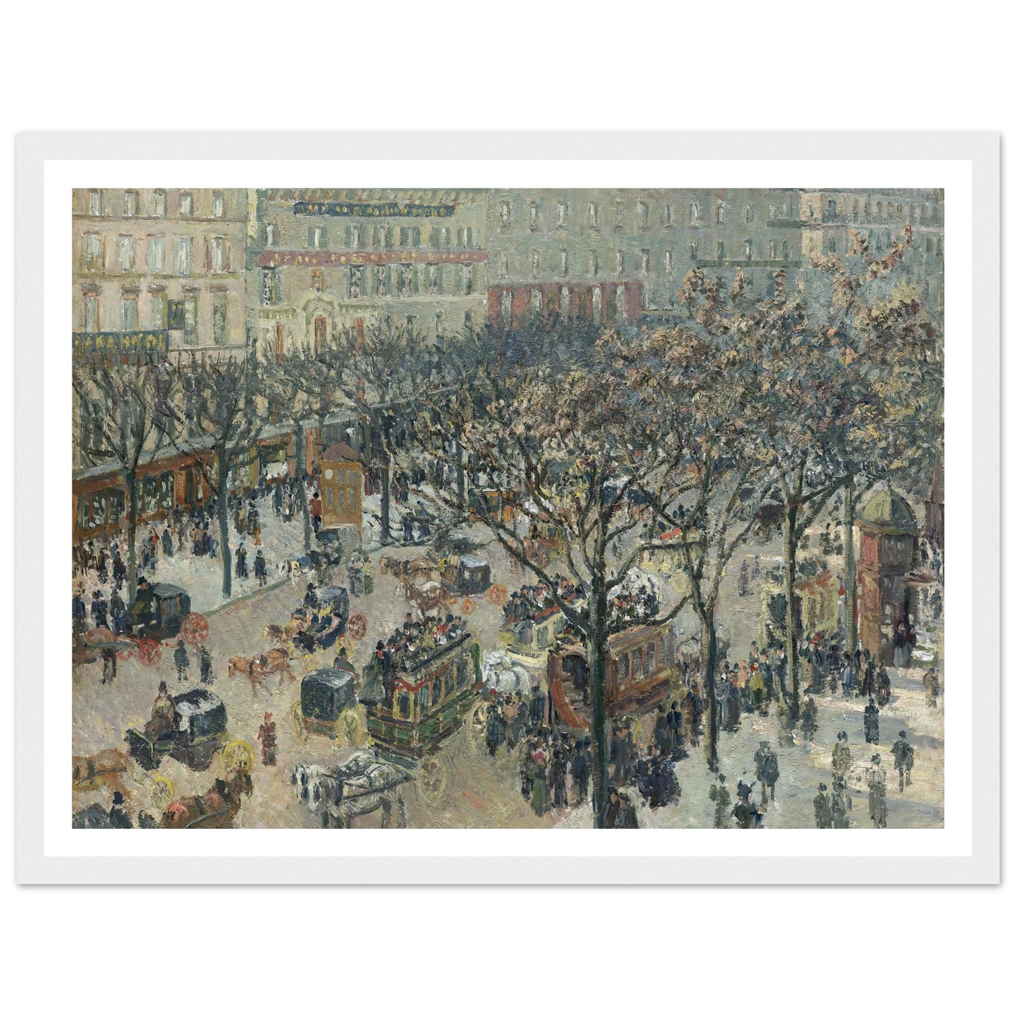 Boulevard des Italiens,Morning_Sunlight (1897) Art Print | Camille Pissarro - Framed Poster - 30x40 cm / 12x16″ - Black frame