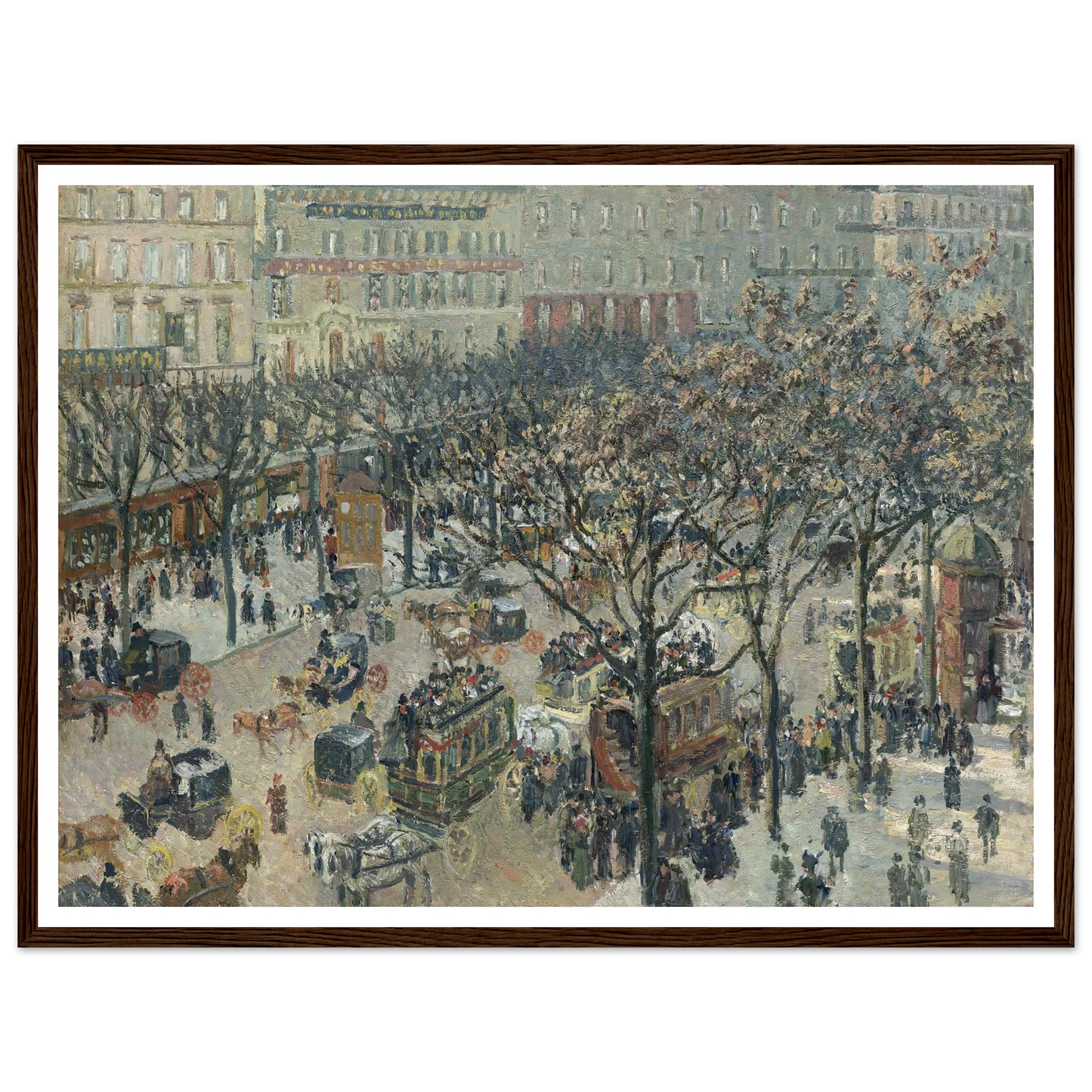 Boulevard des Italiens,Morning_Sunlight (1897) Art Print | Camille Pissarro - Framed Poster - 30x40 cm / 12x16″ - Black frame