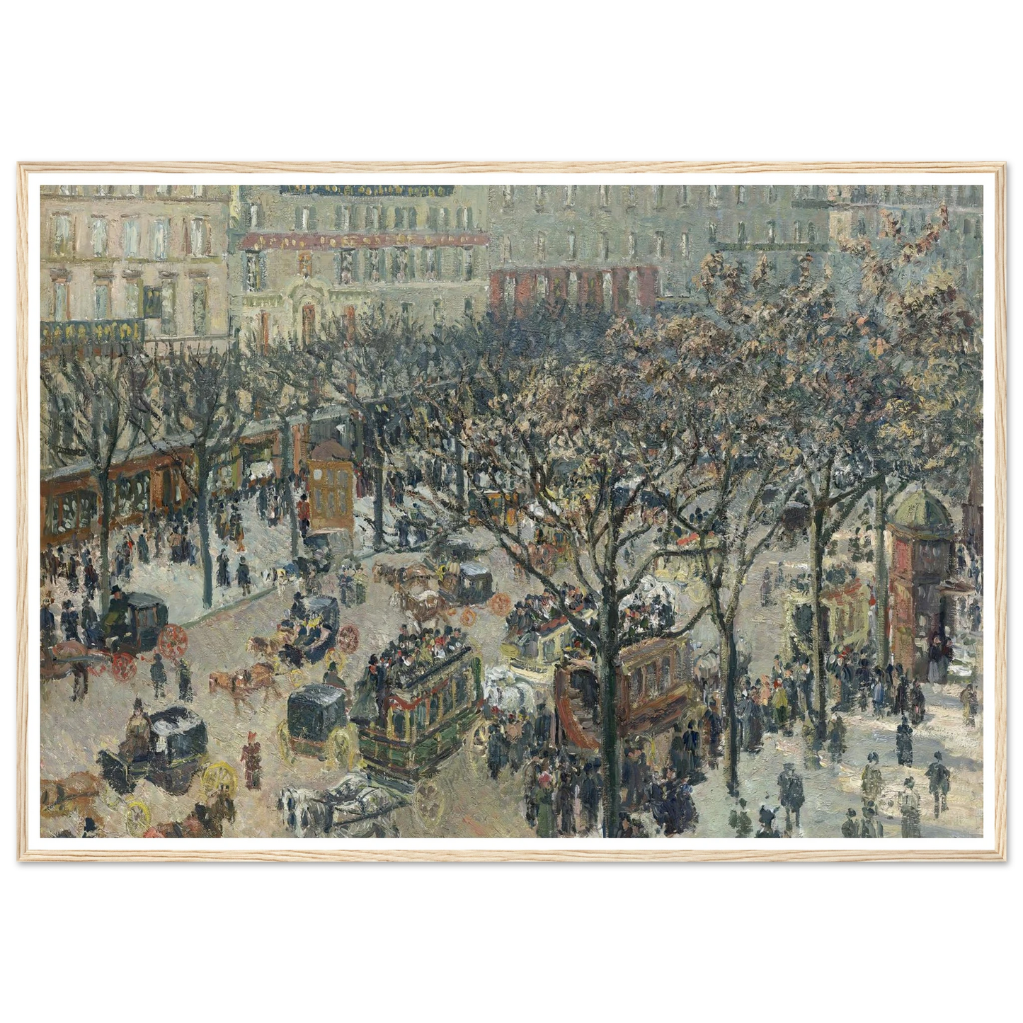 Boulevard des Italiens,Morning_Sunlight (1897) Art Print | Camille Pissarro - Framed Poster - 30x40 cm / 12x16″ - Black frame