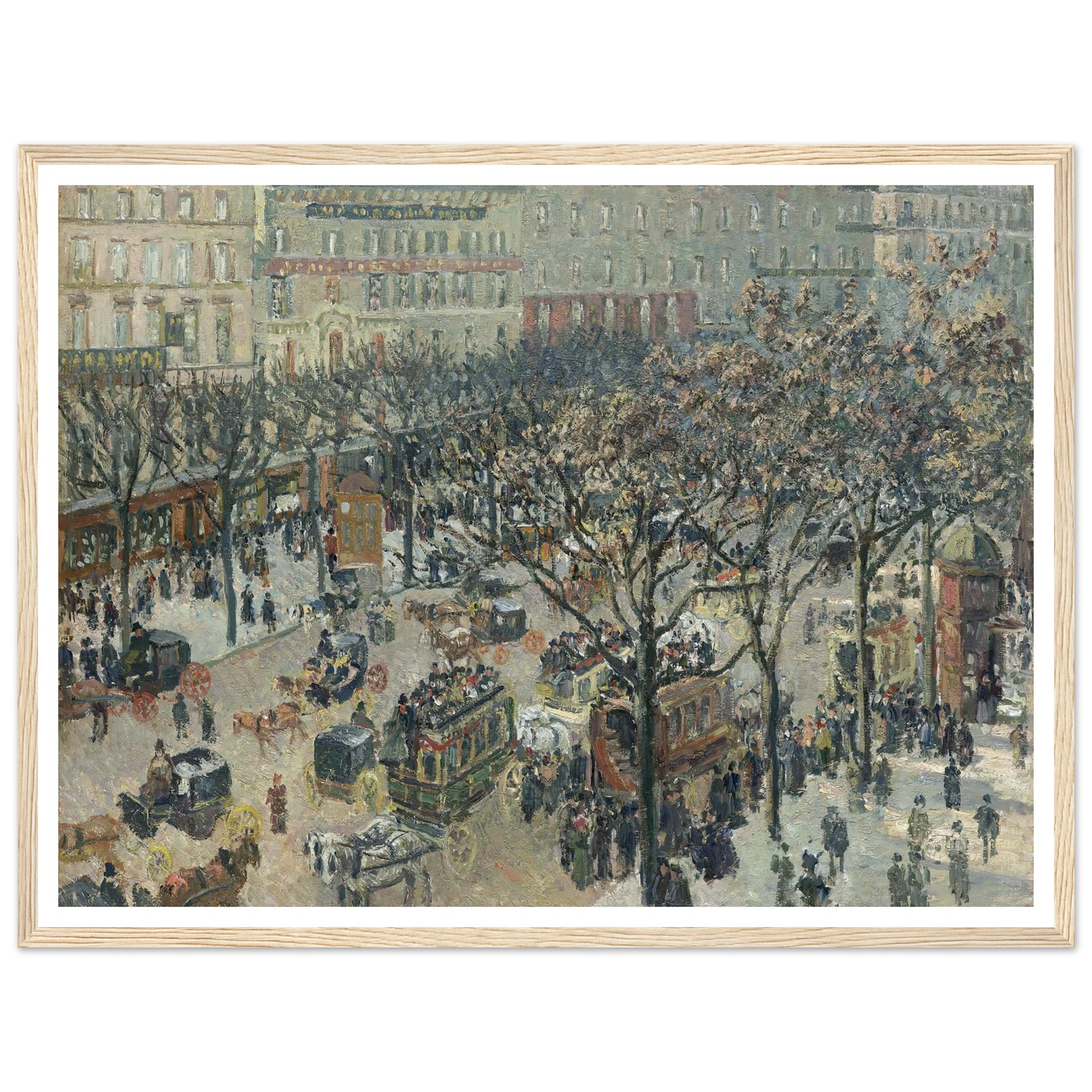 Boulevard des Italiens,Morning_Sunlight (1897) Art Print | Camille Pissarro - Framed Poster - 30x40 cm / 12x16″ - Black frame