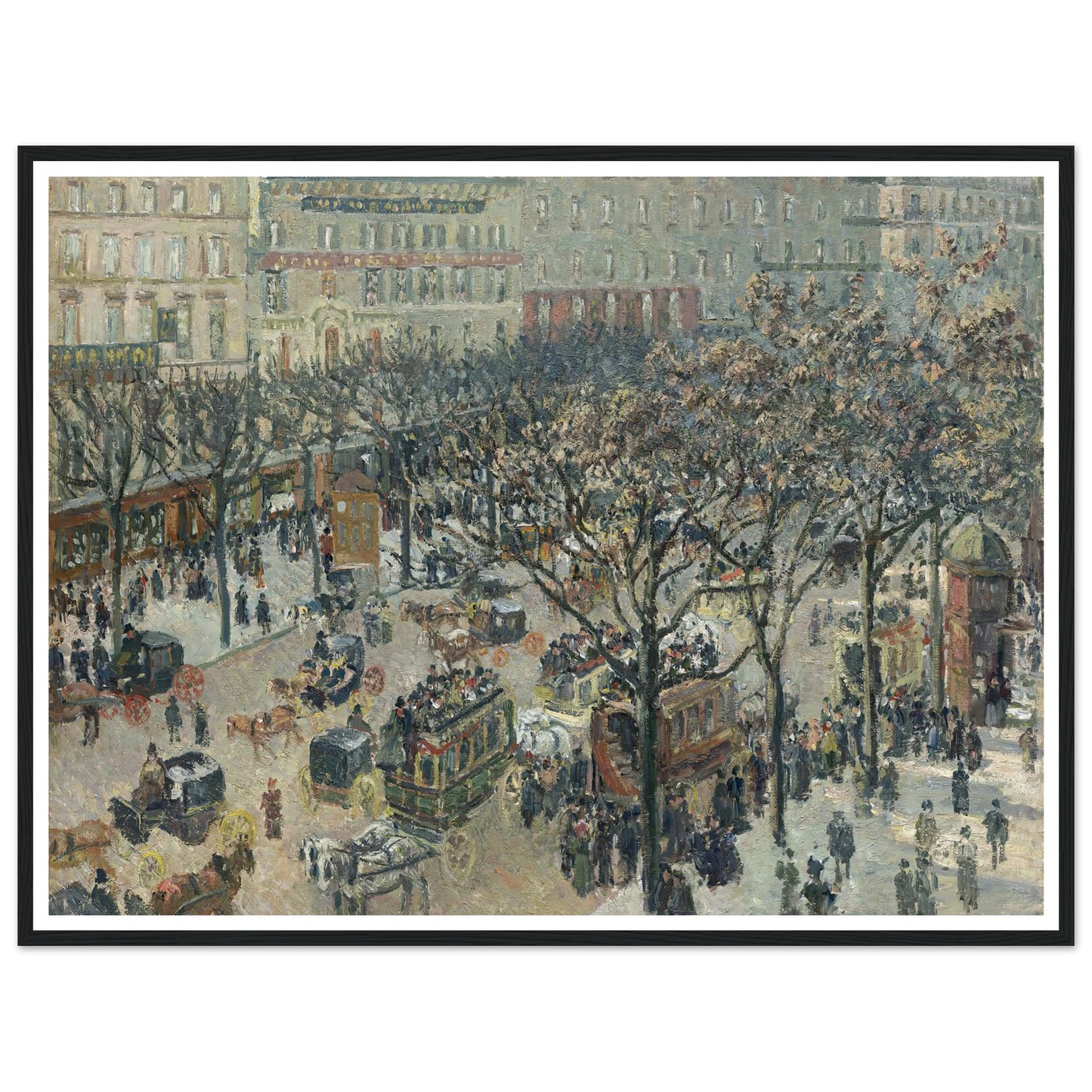 Boulevard des Italiens,Morning_Sunlight (1897) Art Print | Camille Pissarro - Framed Poster - 30x40 cm / 12x16″ - Black frame