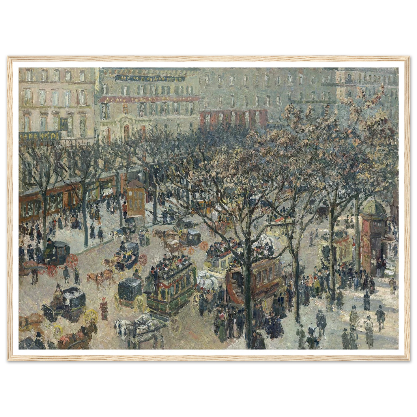 Boulevard des Italiens,Morning_Sunlight (1897) Art Print | Camille Pissarro - Framed Poster - 30x40 cm / 12x16″ - Black frame