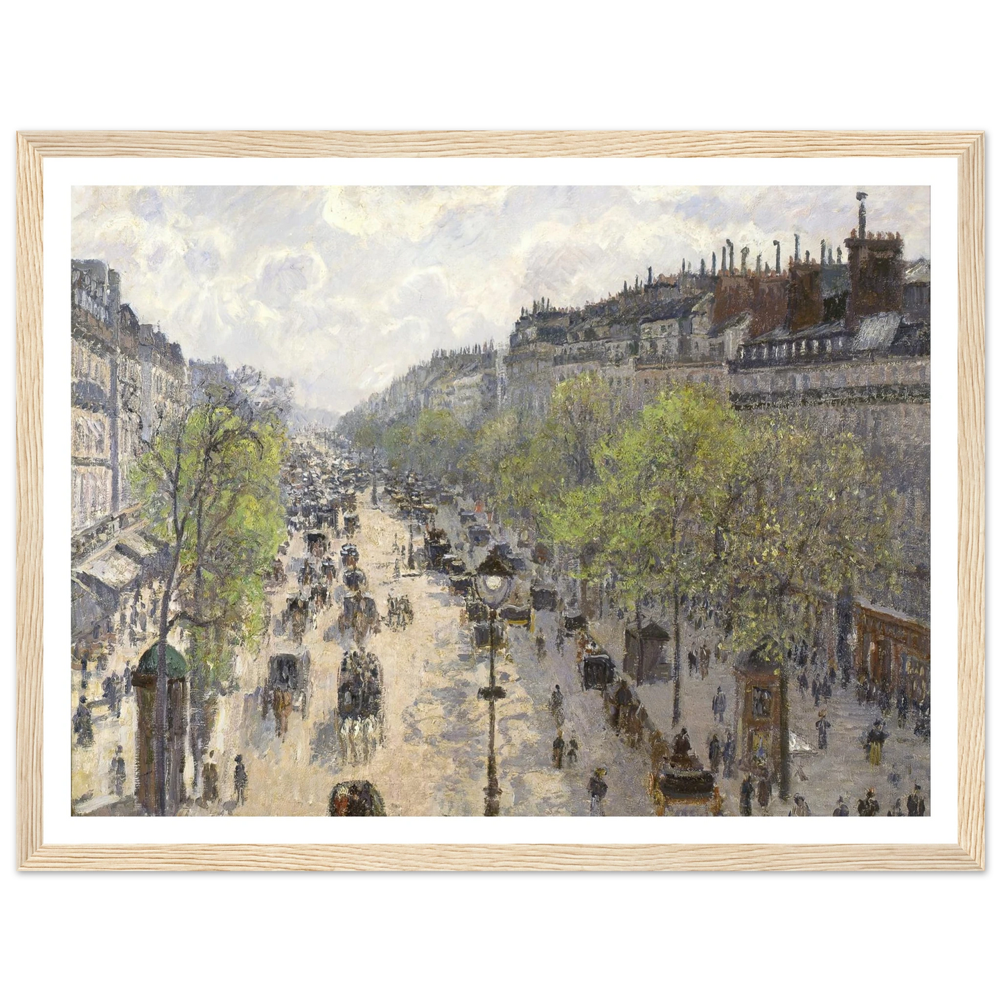Boulevard Montmartre, Spring (1897) Art Print | Camille Pissarro - Framed Poster - 30x40 cm / 12x16″ - Black frame