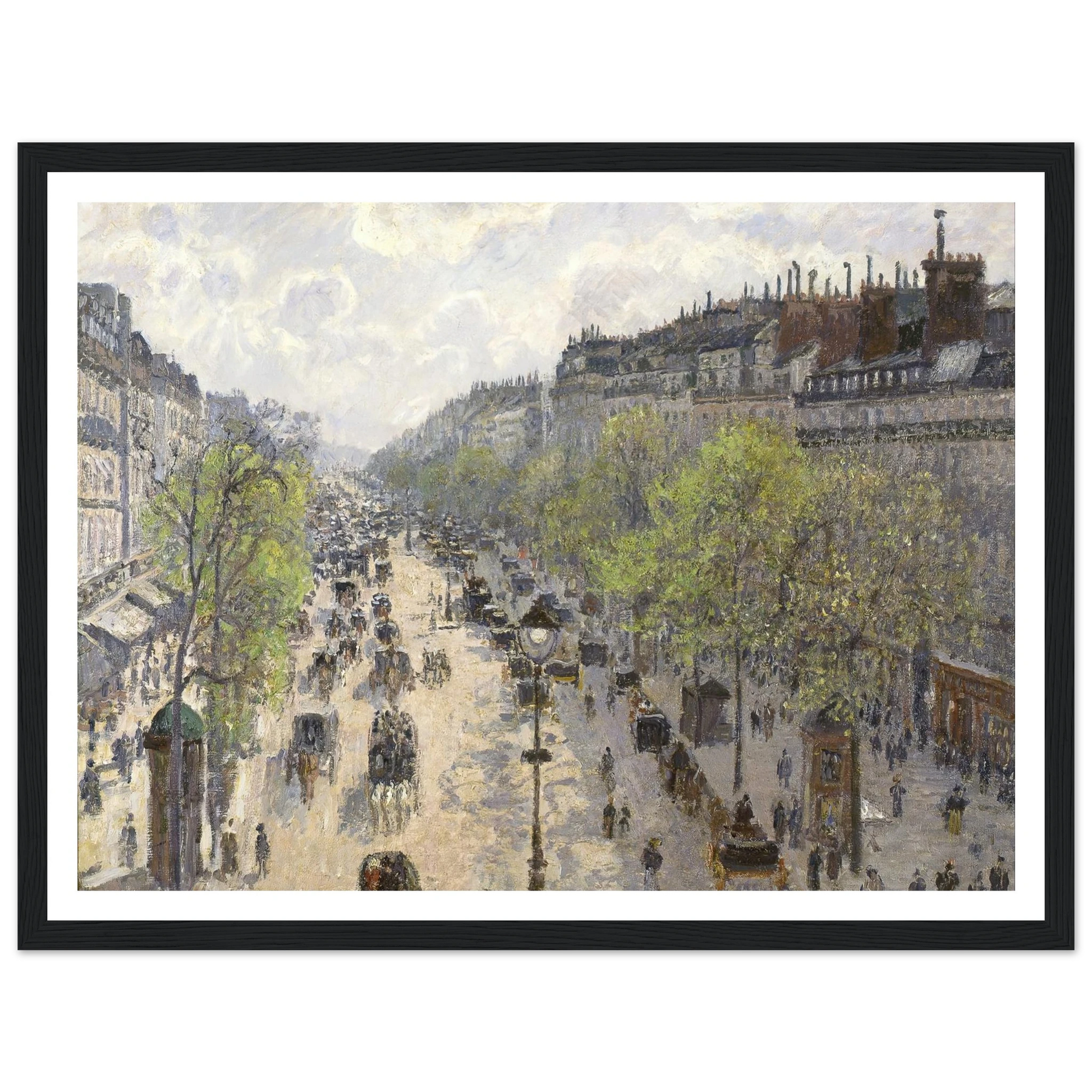 Boulevard Montmartre, Spring (1897) Art Print | Camille Pissarro - Framed Poster - 30x40 cm / 12x16″ - Black frame