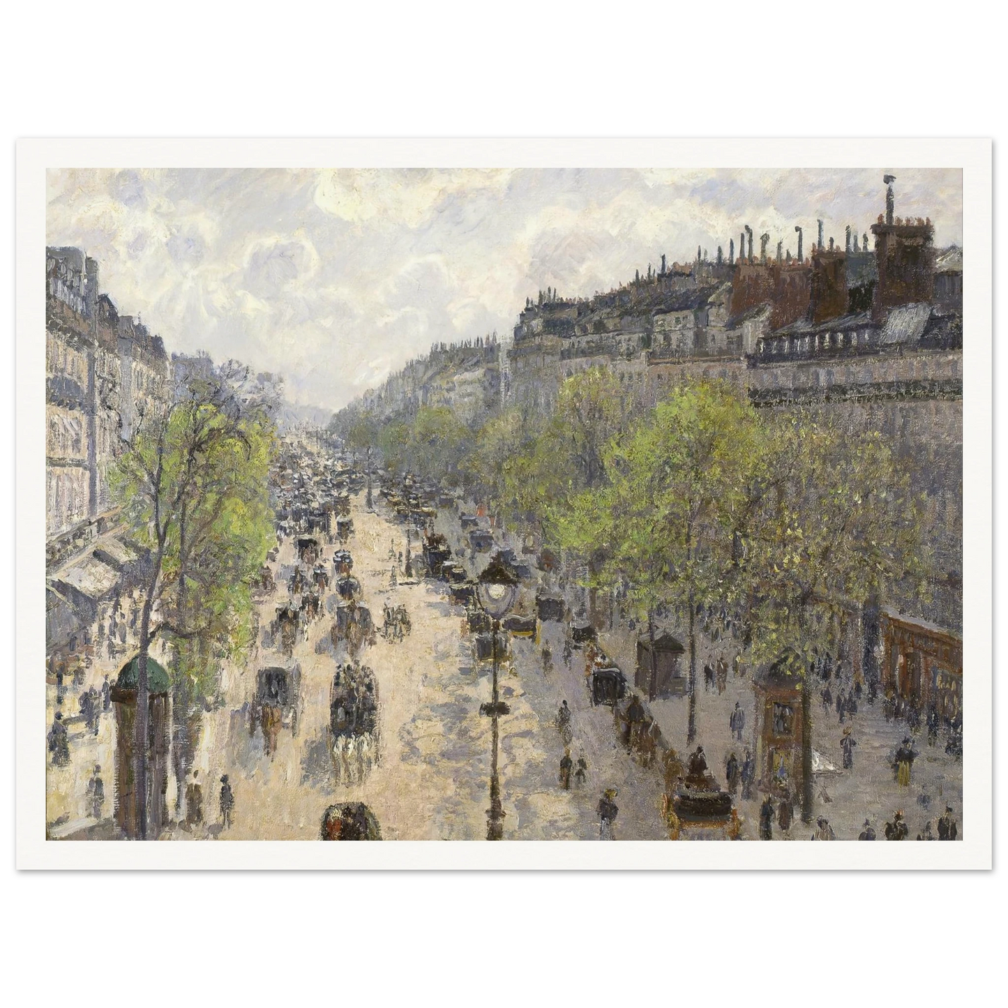 Boulevard Montmartre, Spring (1897) Art Print | Camille Pissarro - Framed Poster - 30x40 cm / 12x16″ - Black frame