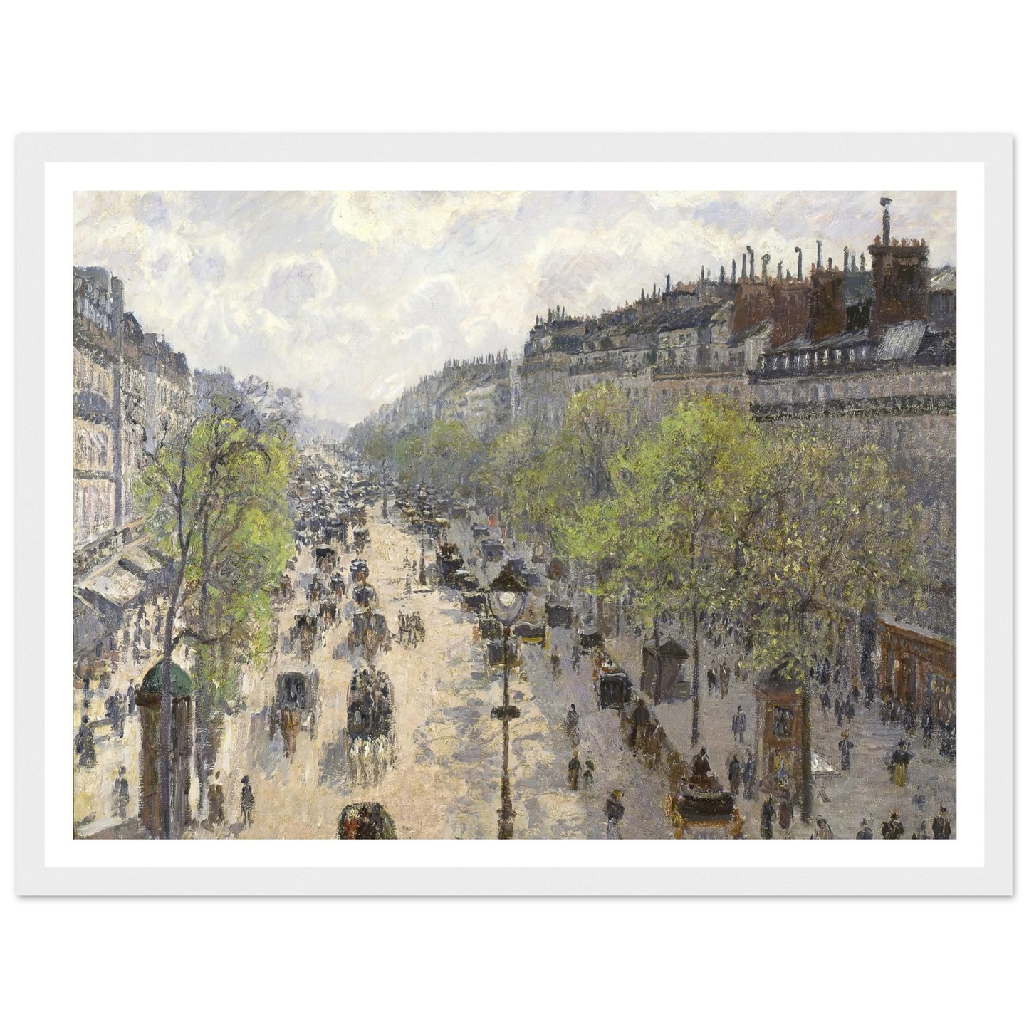 Boulevard Montmartre, Spring (1897) Art Print | Camille Pissarro - Framed Poster - 30x40 cm / 12x16″ - Black frame