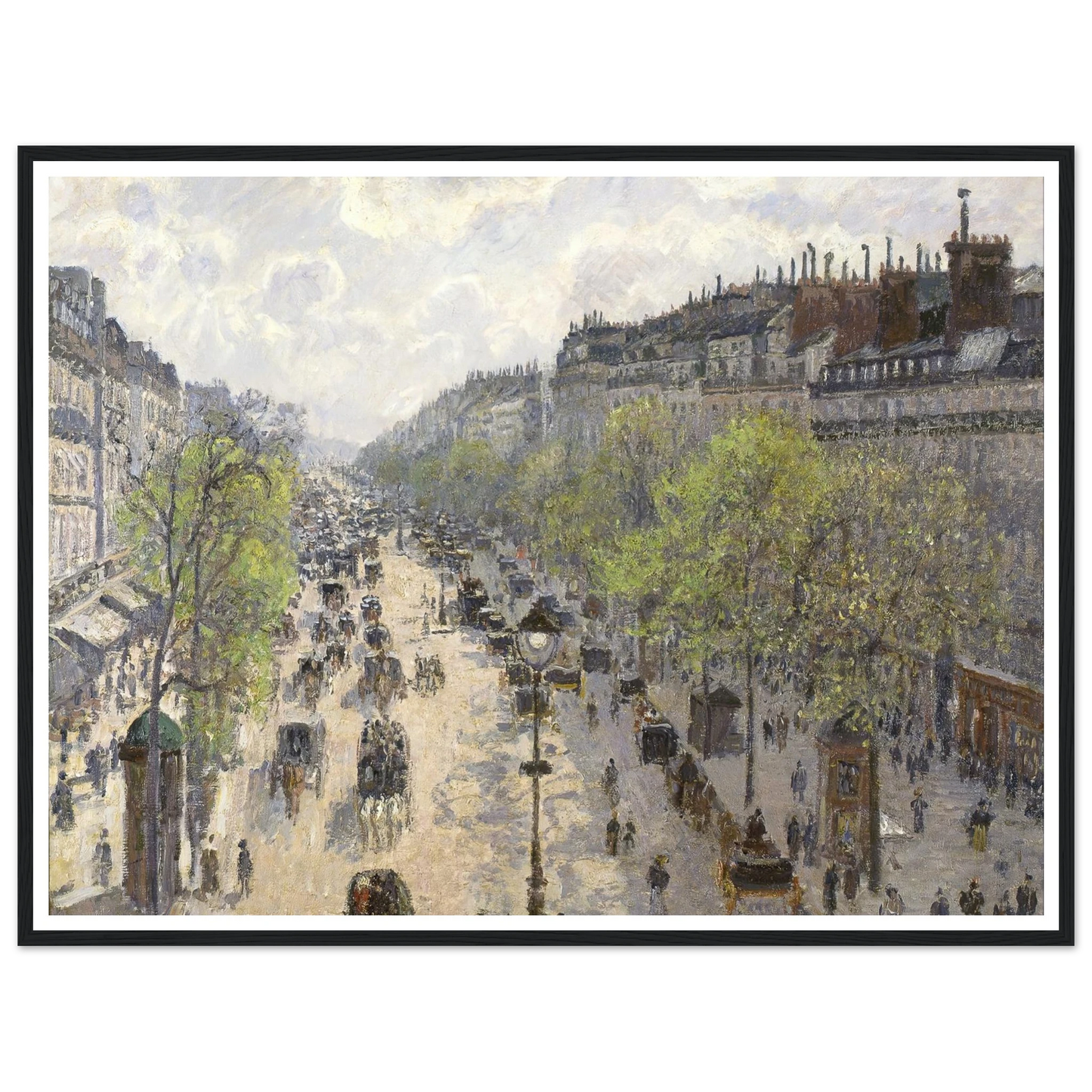 Boulevard Montmartre, Spring (1897) Art Print | Camille Pissarro - Framed Poster - 30x40 cm / 12x16″ - Black frame