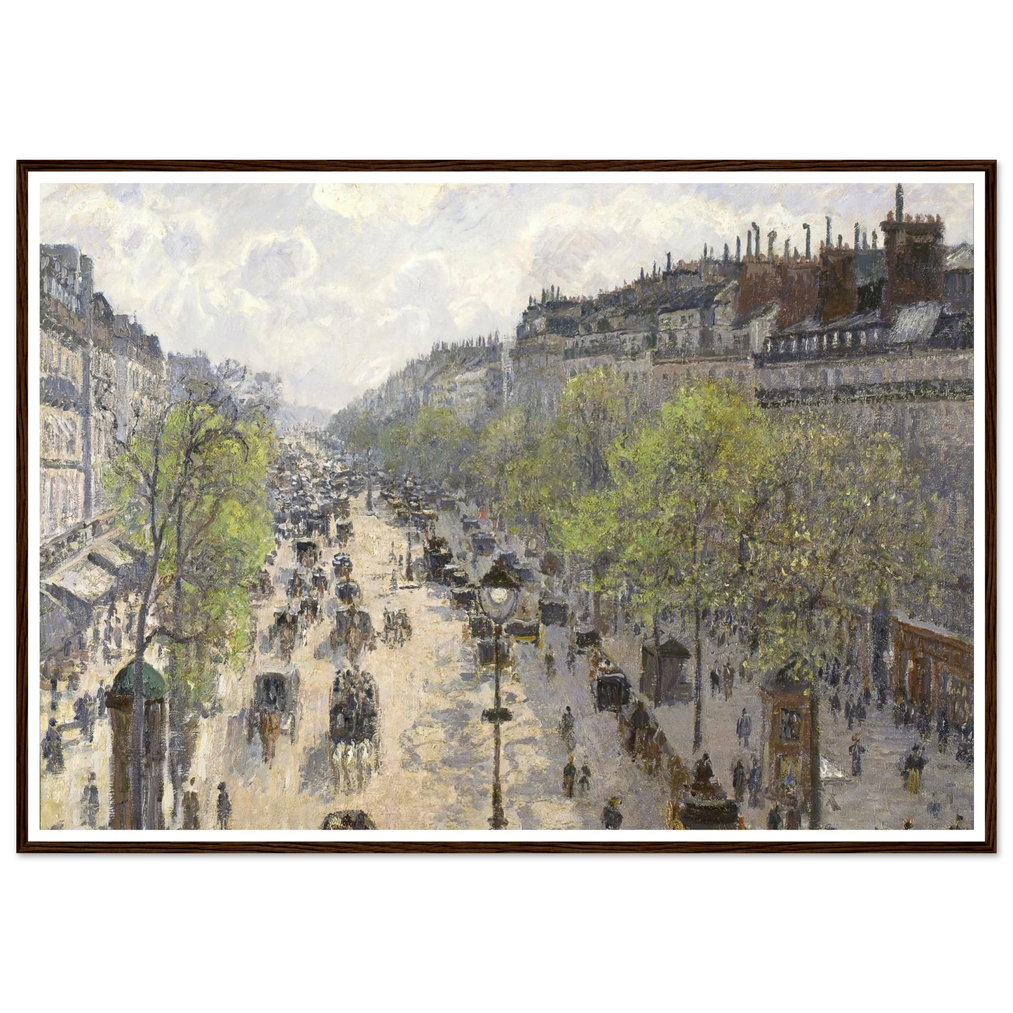 Boulevard Montmartre, Spring (1897) Art Print | Camille Pissarro - Framed Poster - 30x40 cm / 12x16″ - Black frame