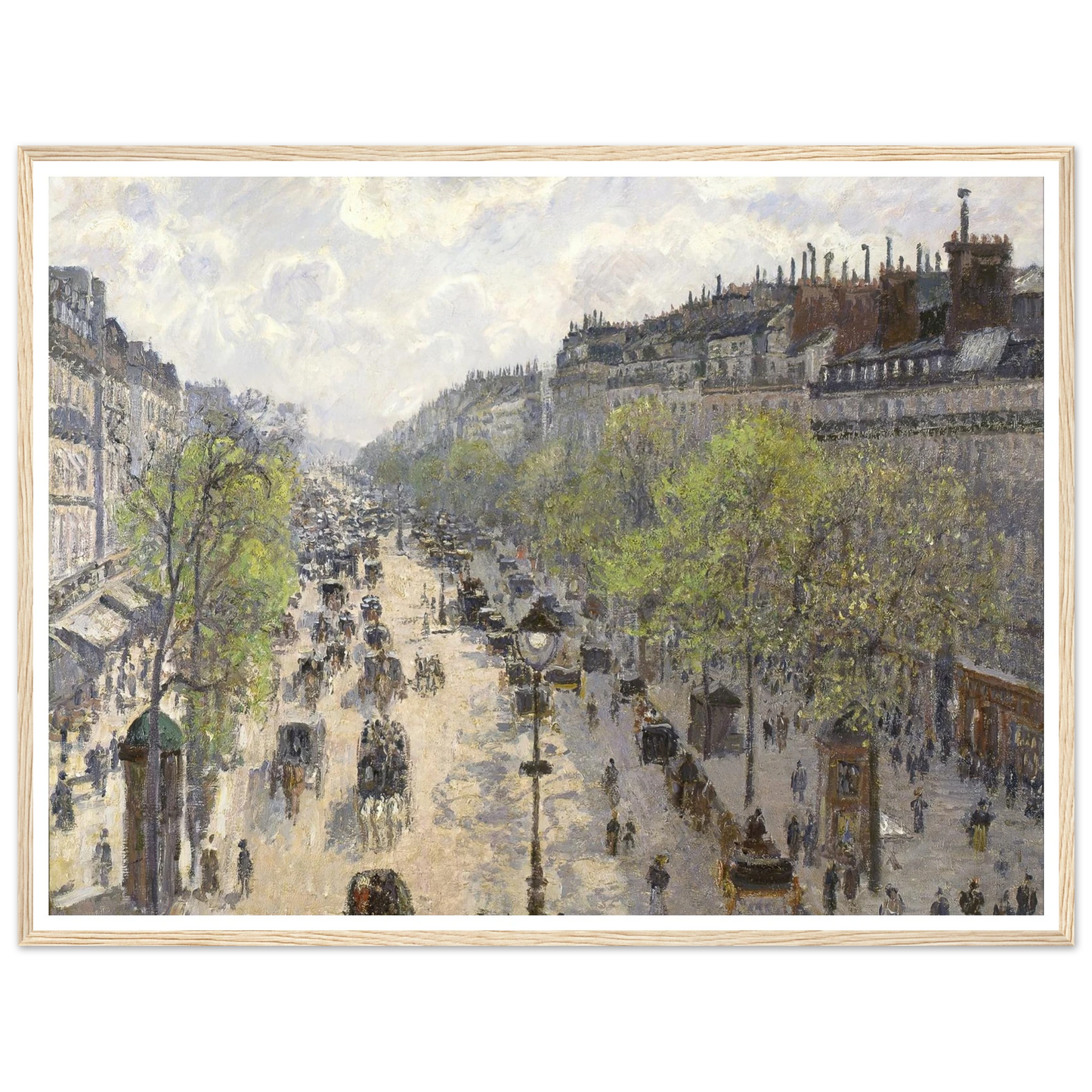 Boulevard Montmartre, Spring (1897) Art Print | Camille Pissarro - Framed Poster - 30x40 cm / 12x16″ - Black frame