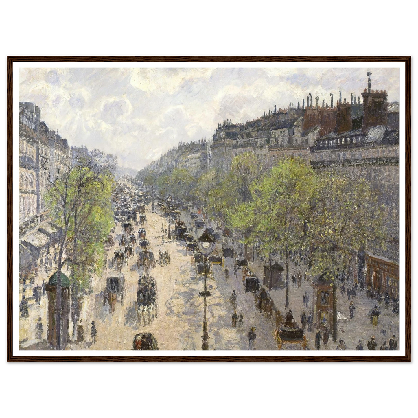 Boulevard Montmartre, Spring (1897) Art Print | Camille Pissarro - Framed Poster - 30x40 cm / 12x16″ - Black frame