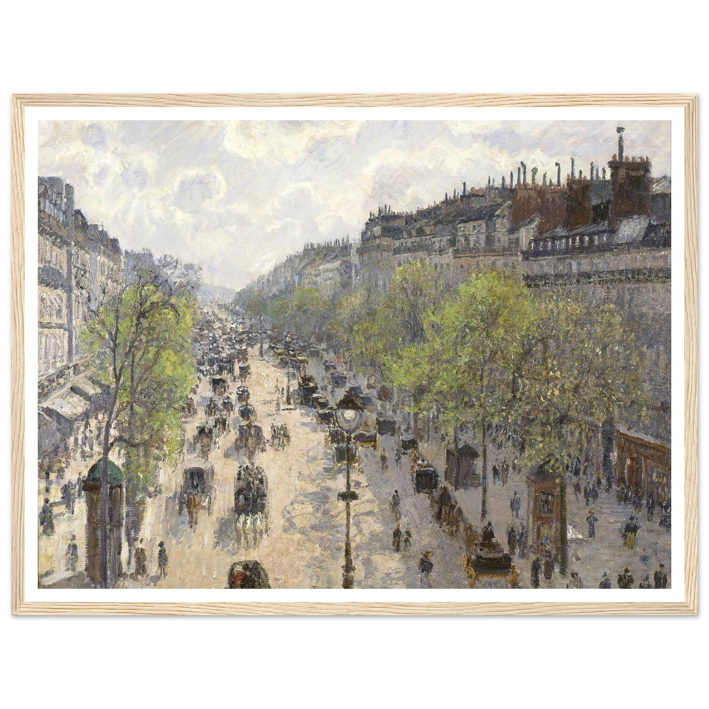 Boulevard Montmartre, Spring (1897) Art Print | Camille Pissarro - Framed Poster - 30x40 cm / 12x16″ - Black frame