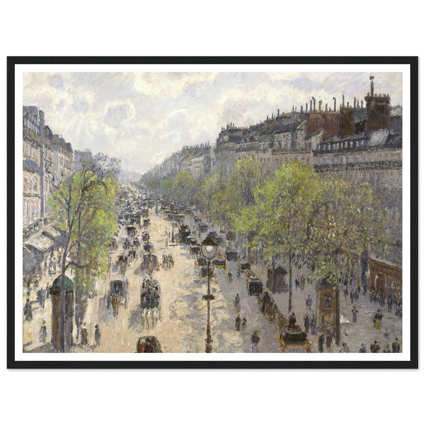 Boulevard Montmartre, Spring (1897) Art Print | Camille Pissarro - Framed Poster - 30x40 cm / 12x16″ - Black frame