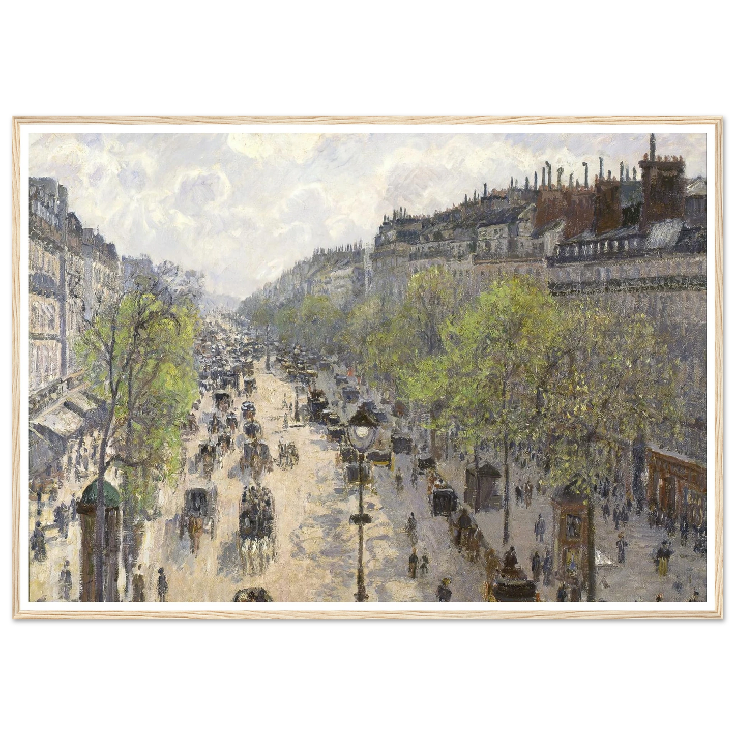 Boulevard Montmartre, Spring (1897) Art Print | Camille Pissarro - Framed Poster - 30x40 cm / 12x16″ - Black frame