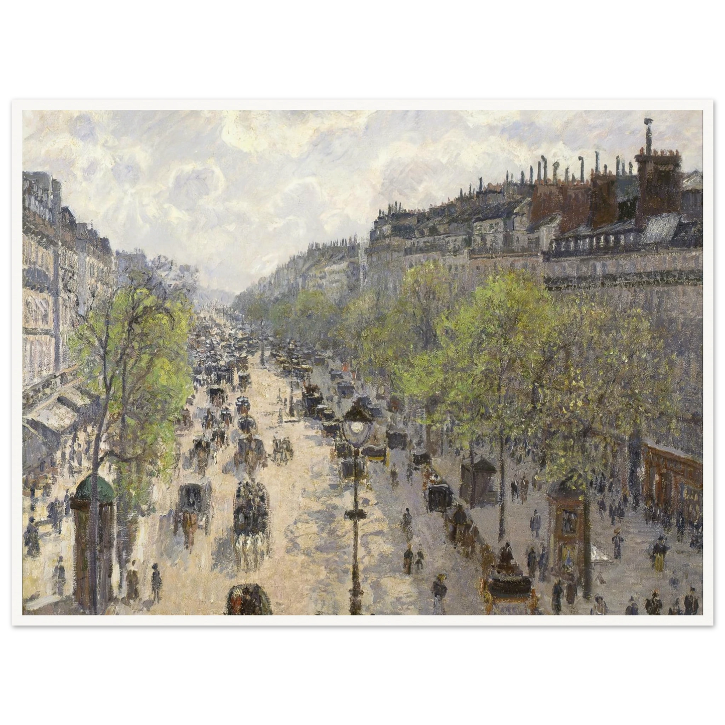 Boulevard Montmartre, Spring (1897) Art Print | Camille Pissarro - Framed Poster - 30x40 cm / 12x16″ - Black frame