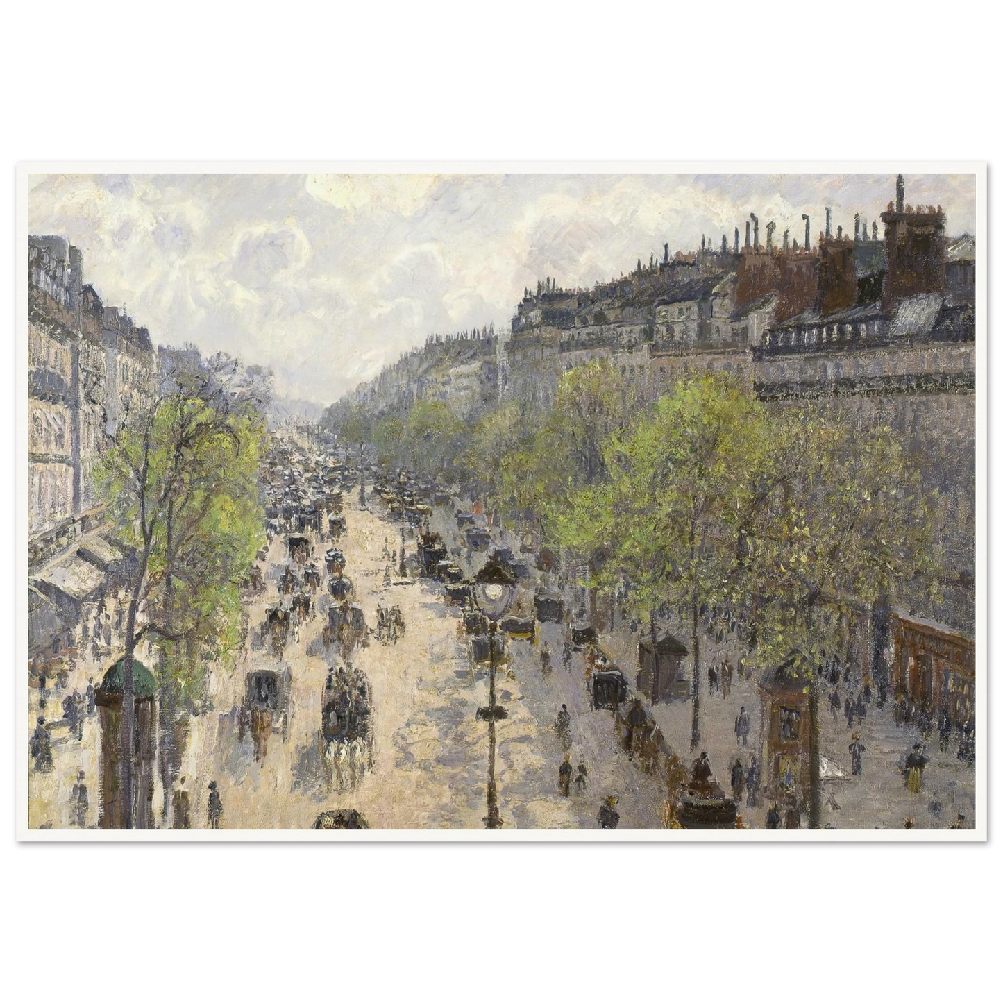Boulevard Montmartre, Spring (1897) Art Print | Camille Pissarro - Framed Poster - 30x40 cm / 12x16″ - Black frame
