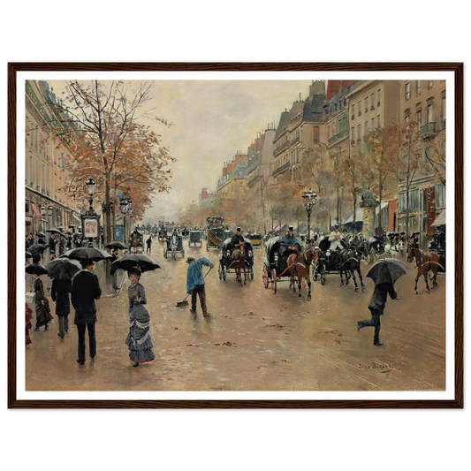 Boulevard Poissonnière en automne Art Print | Jean Beraud - Framed Poster - 30x40 cm / 12x16″ - Black frame