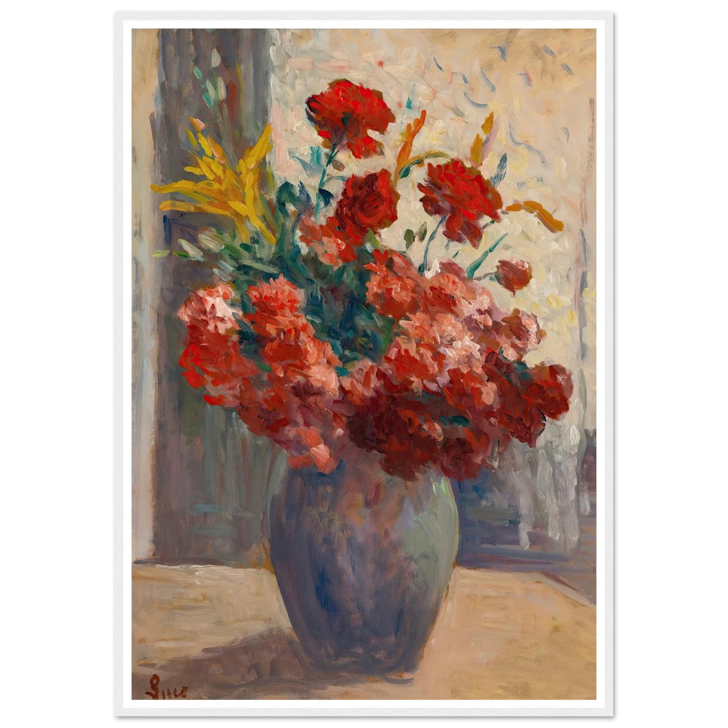Bouquet De Fleurs Dans Un Vase Art Print | Maximilien Luce - Framed Poster - 30x40 cm / 12x16″ - Black frame