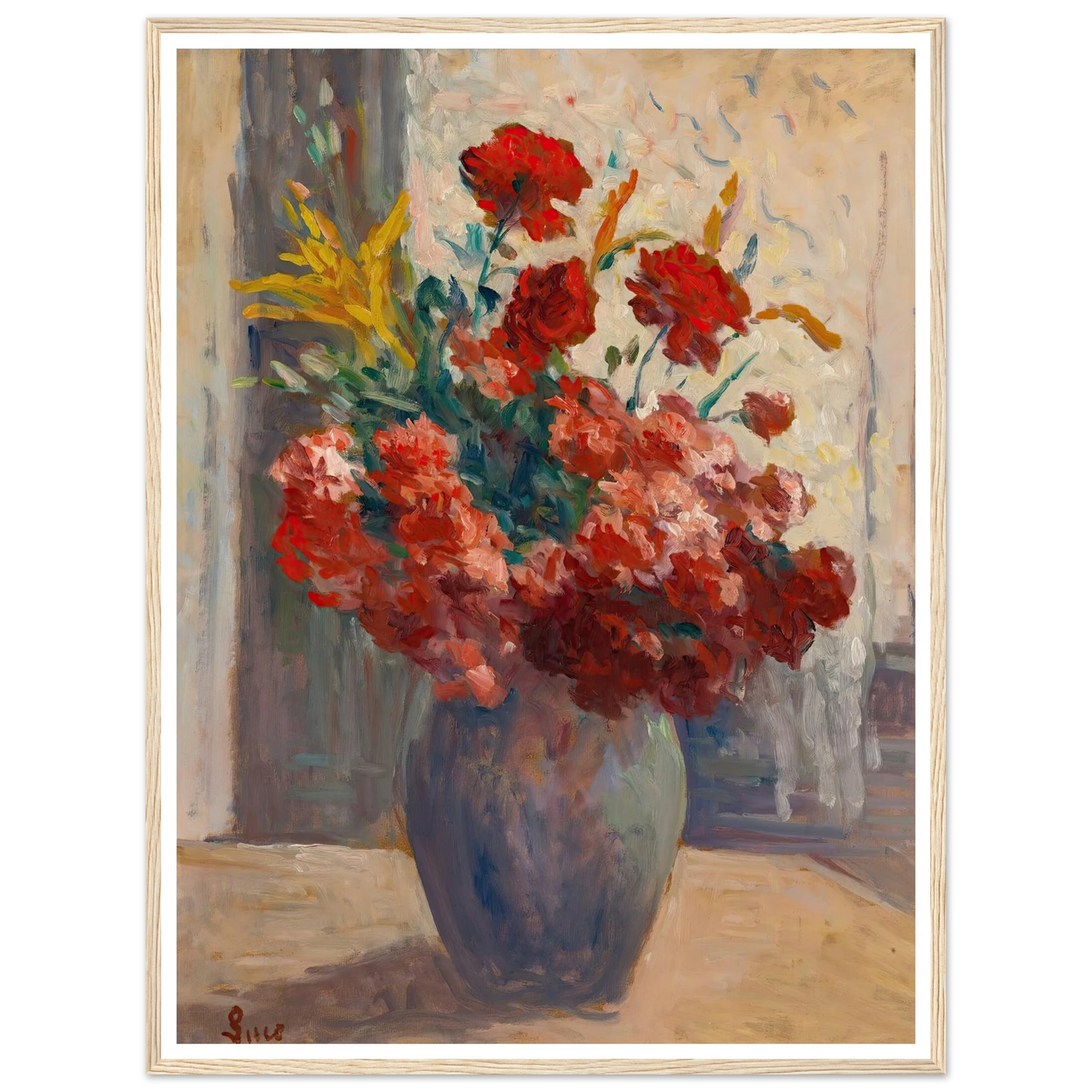 Bouquet De Fleurs Dans Un Vase Art Print | Maximilien Luce - Framed Poster - 30x40 cm / 12x16″ - Black frame