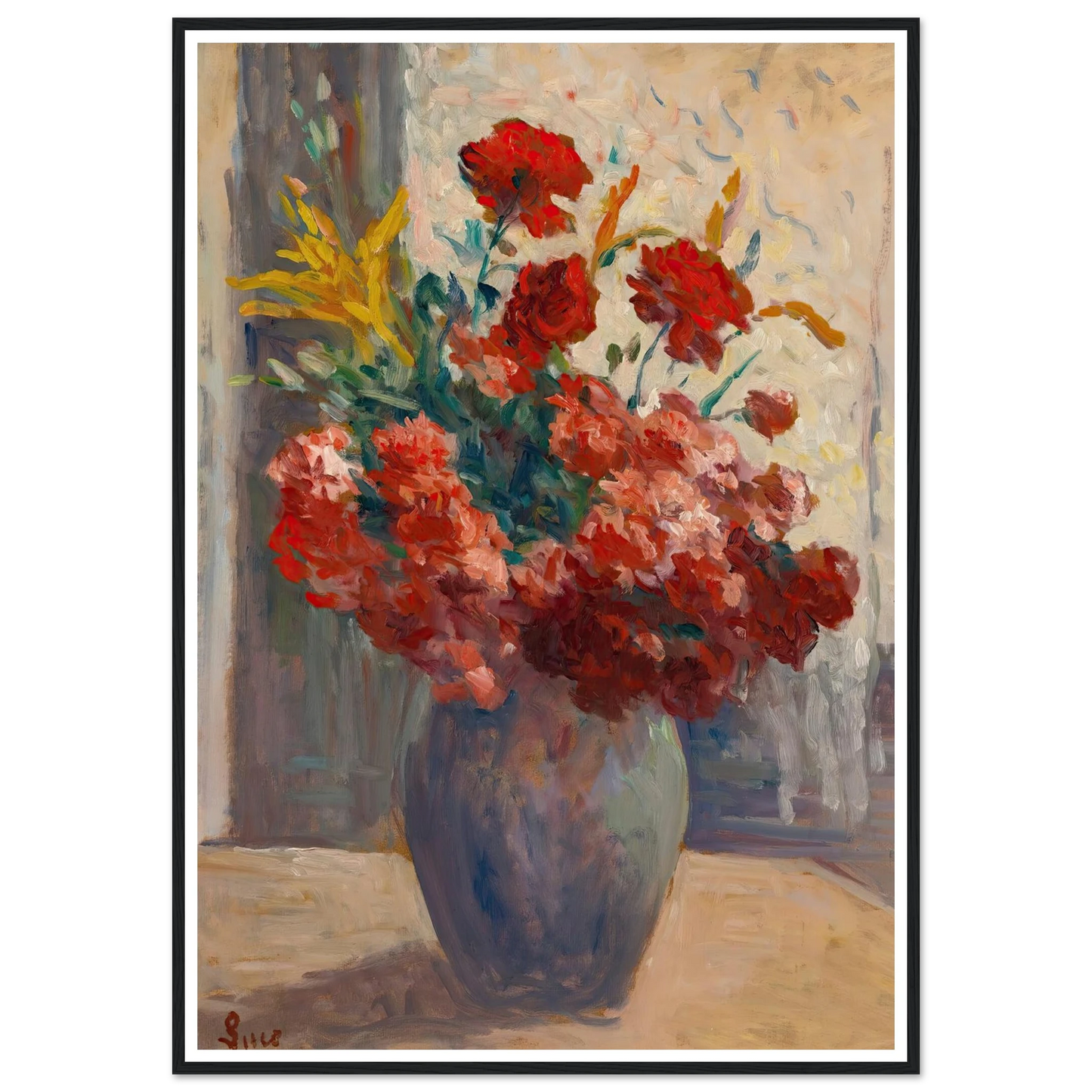 Bouquet De Fleurs Dans Un Vase Art Print | Maximilien Luce - Framed Poster - 30x40 cm / 12x16″ - Black frame